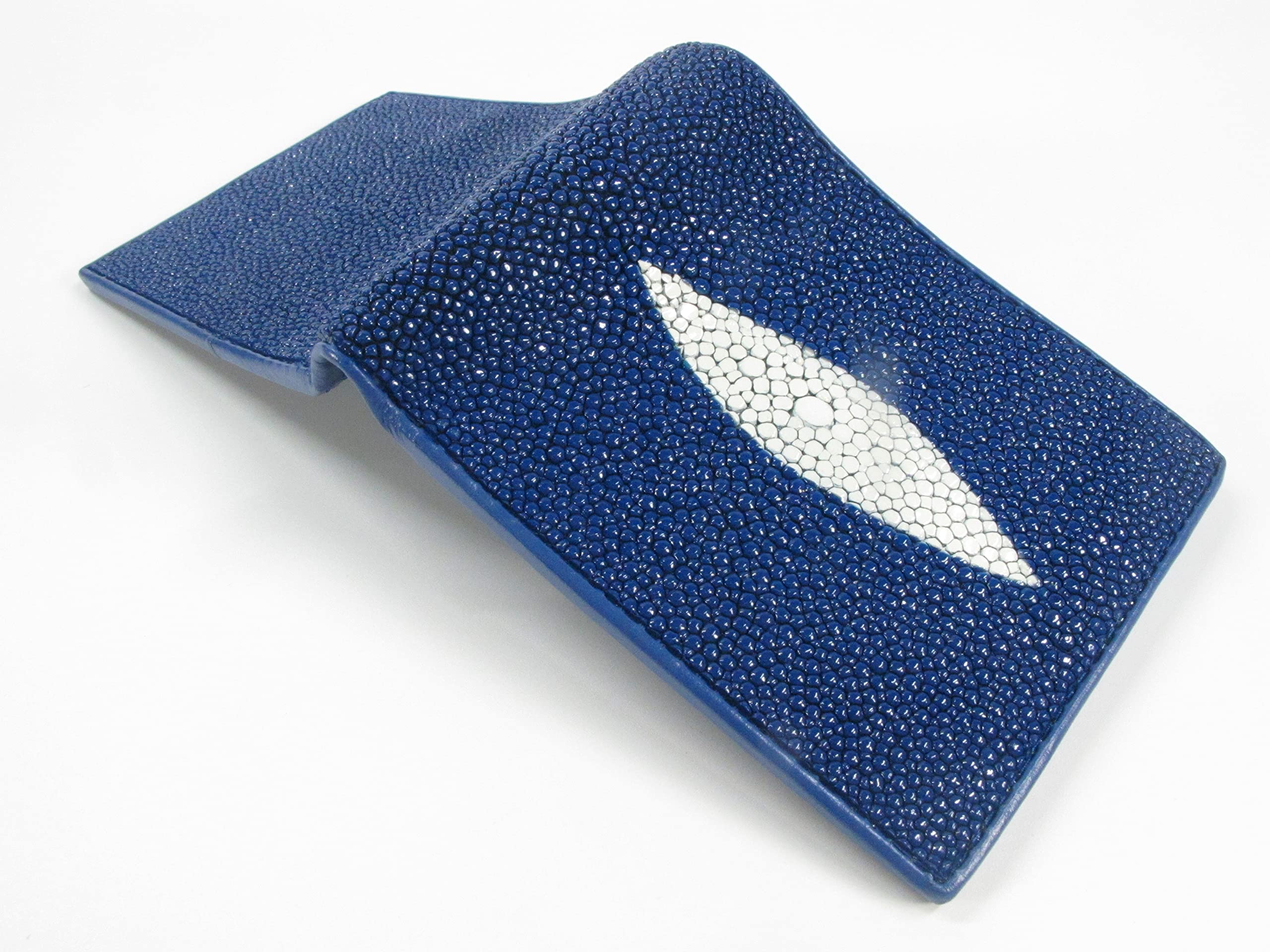 Authentic Stingray Shagreen Leather Bifold Wallet for Men - Premium Blue Genuine Ray Skin Wallet - Perfect for Everyday Carry, Business & Gift Giving