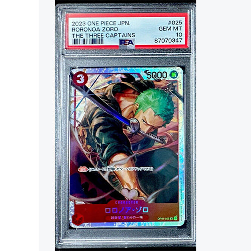 PSA 10 Roronoa Zoro OP01-025 Alt Three Captains Deck One Piece Japanese Trading Card - Gem Mint Condition for Collectors & Anime Fans - Perfect for Display, Investment & TCG Battles