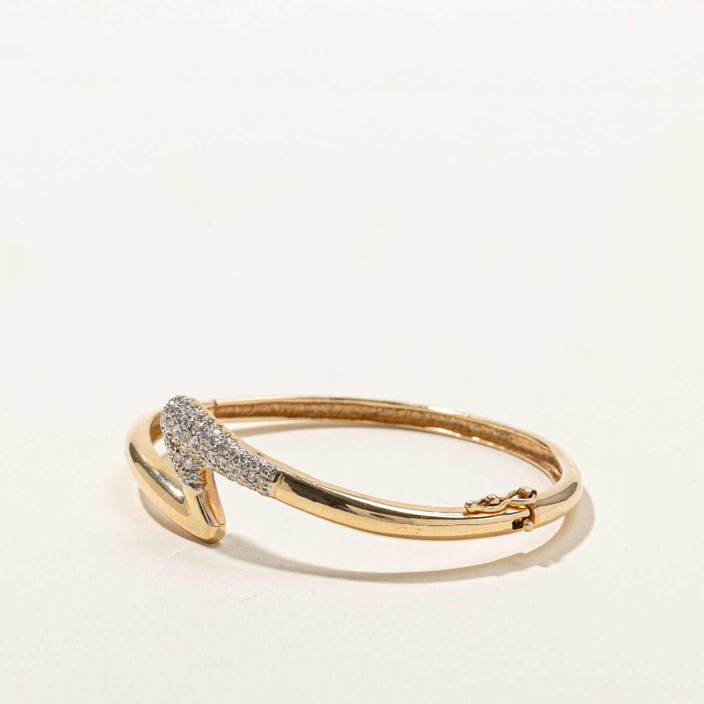 14K Gold Pave Diamond Bangle Bracelet for Women | 0.50 Carat Total Weight (ctw) | 6.5