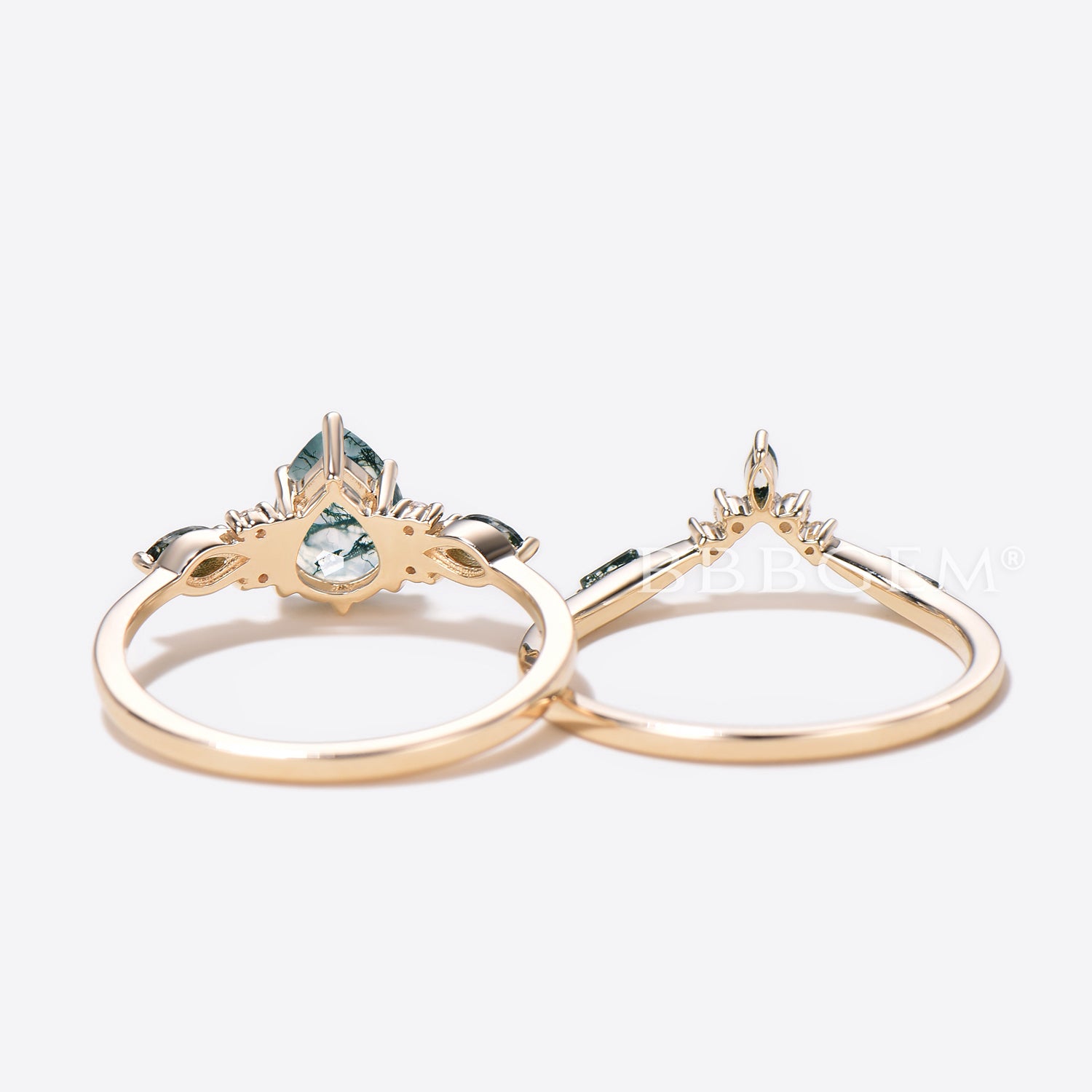 Natural Moss Agate Engagement Ring 14k Gold with Diamond Accents - Elegant Wedding Band for Women, Perfect for Proposals, Anniversaries & Romantic Occasions