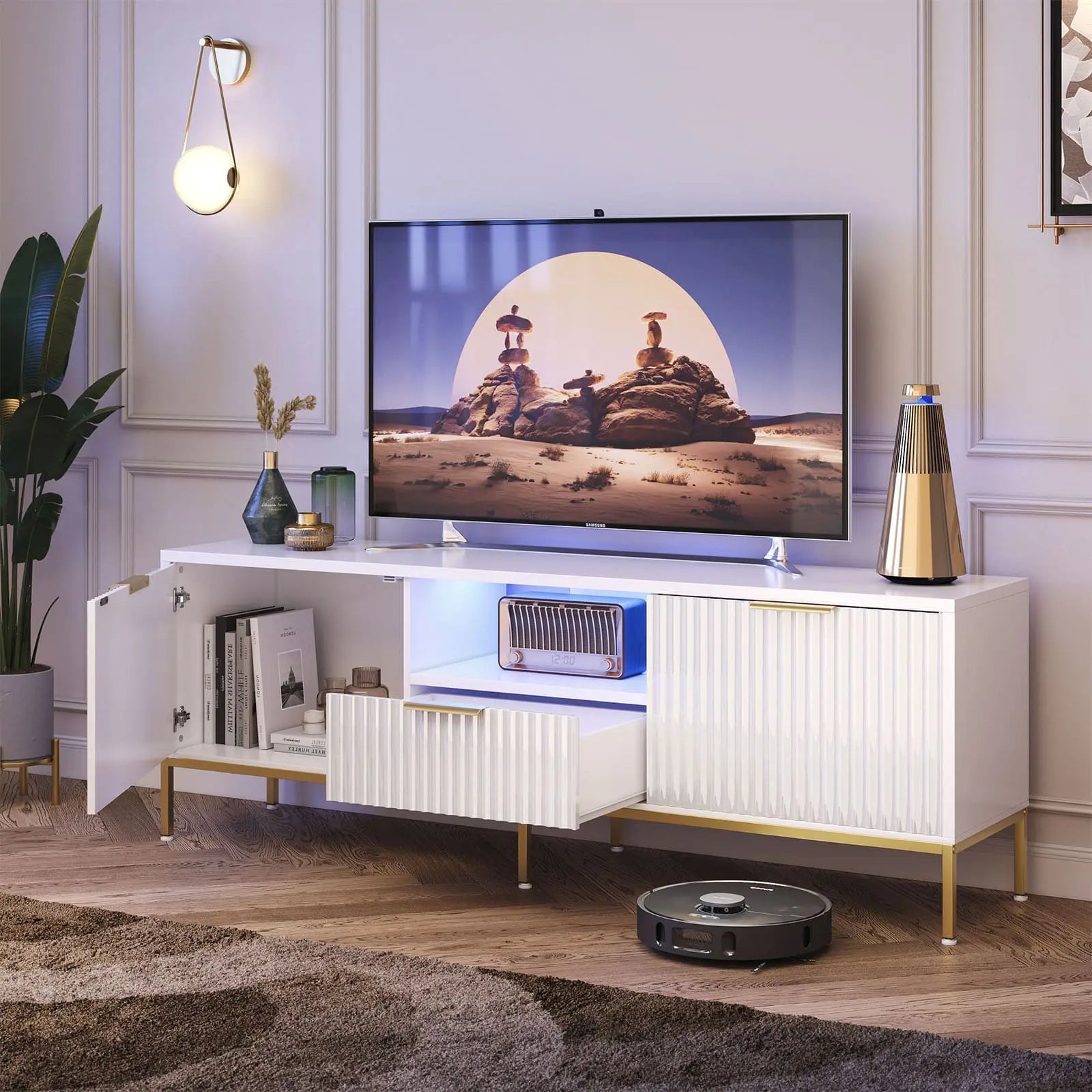Bestier 55 Inch TV Stand with Storage Drawer & Cabinet - Modern Entertainment Center for Living Room, Bedroom & Home Theater