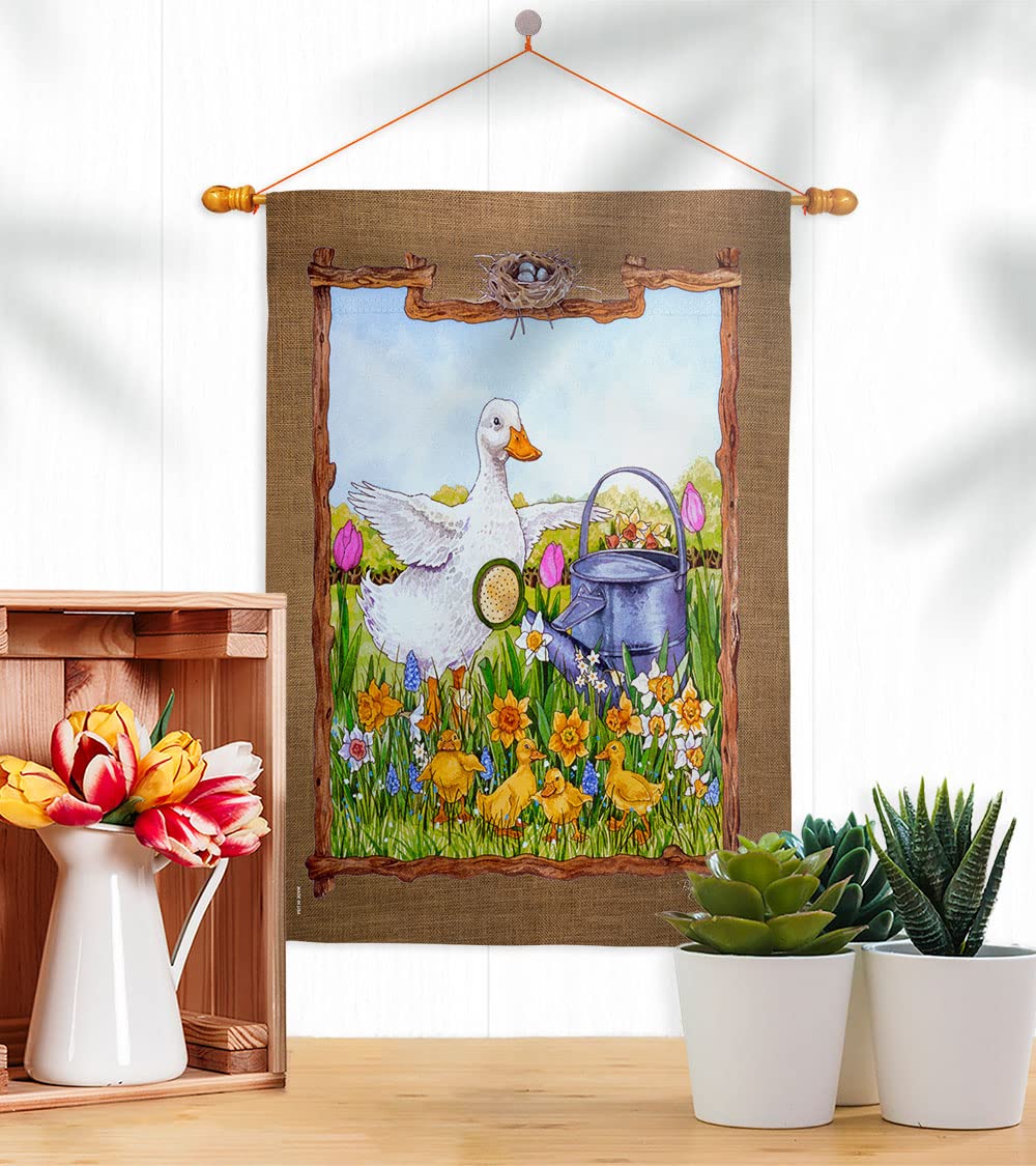 Duck & Duckies Garden Flag Set - 28x40 Inch Vertical Decor for Outdoor