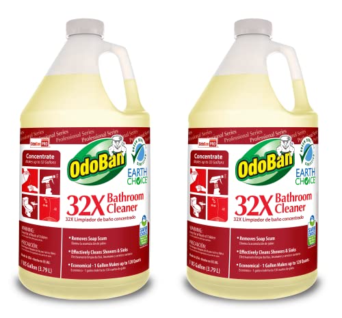 OdoBan Professional 32X Concentrated Bathroom Cleaner - 2 Gallons | Heavy-Duty Disinfectant & Deodorizer for Bathrooms, Kitchens & Commercial Use