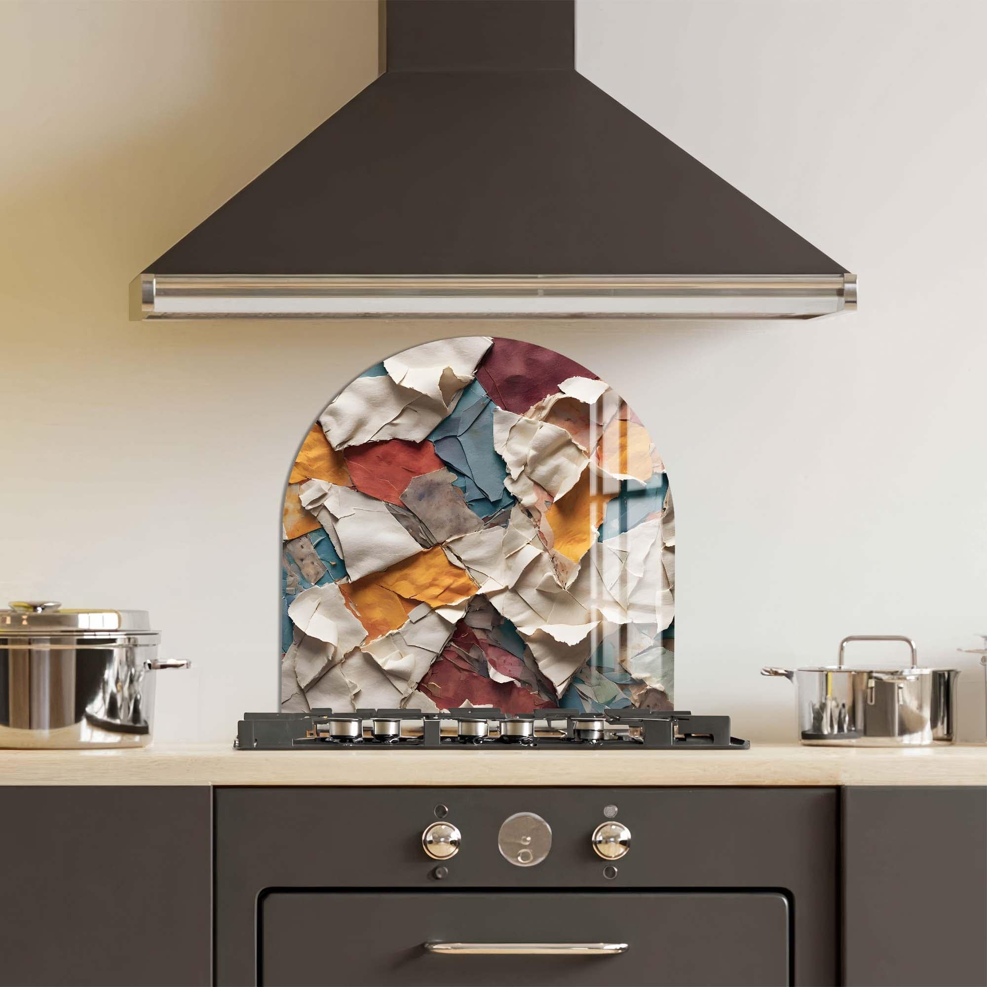 Rustic Collage Glass Splashback - Elegant Kitchen Backsplash for Modern & Farmhouse Style Homes - Perfect for Stovetops, Countertops & DIY Home Decor