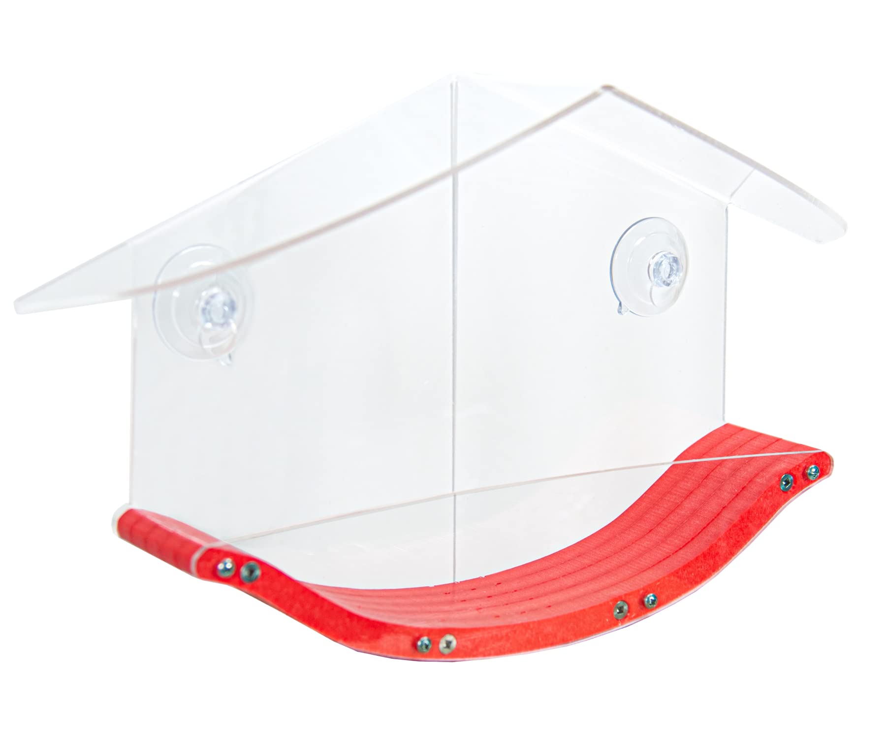 JC's Wildlife Swoop Recycled Poly Lumber Window Bird Feeder - 2 Cups Capacity, Durable Eco-Friendly Red Bird Feeder for Cardinals, Finches & Wild Birds - Perfect for Home, Garden & Backyard Bird Watching