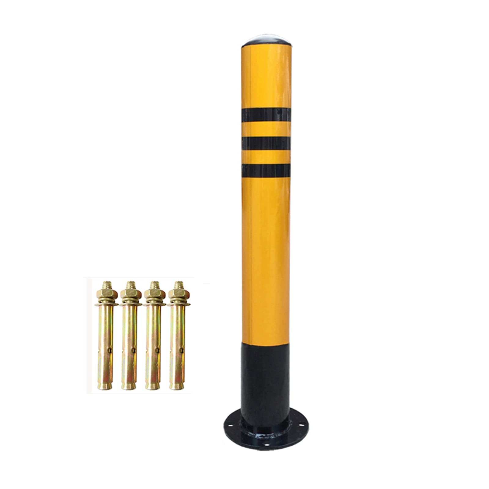 Heavy Duty Solid Metal Parking Posts with Reflective Tape - 76x600mm & 76x750mm Car Security Barriers for Driveway, Garage & Parking Lot Protection - Easy Installation Anti-Theft Vehicle Safety Solution