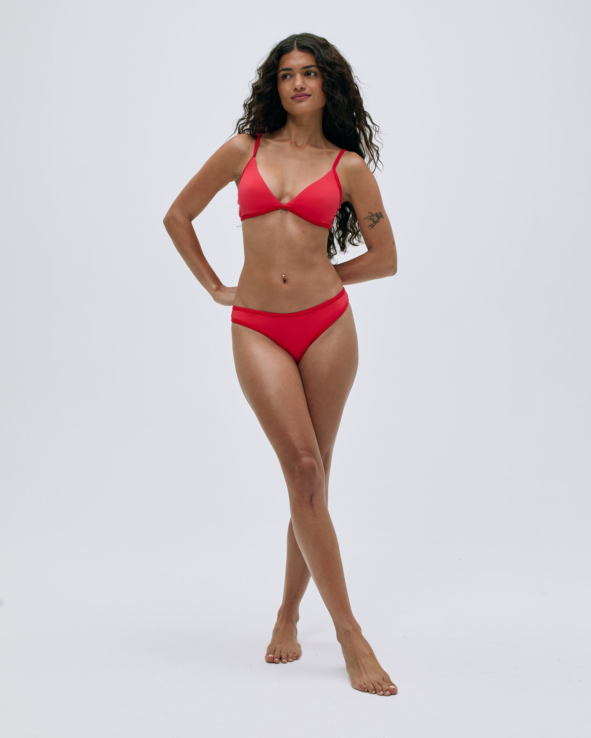 Sexy Contrast Triangle Bikini Top - Apple Red & Dark Red Two-Tone Swimwear for Women | Perfect for Beach Vacations, Pool Parties & Summer Getaways