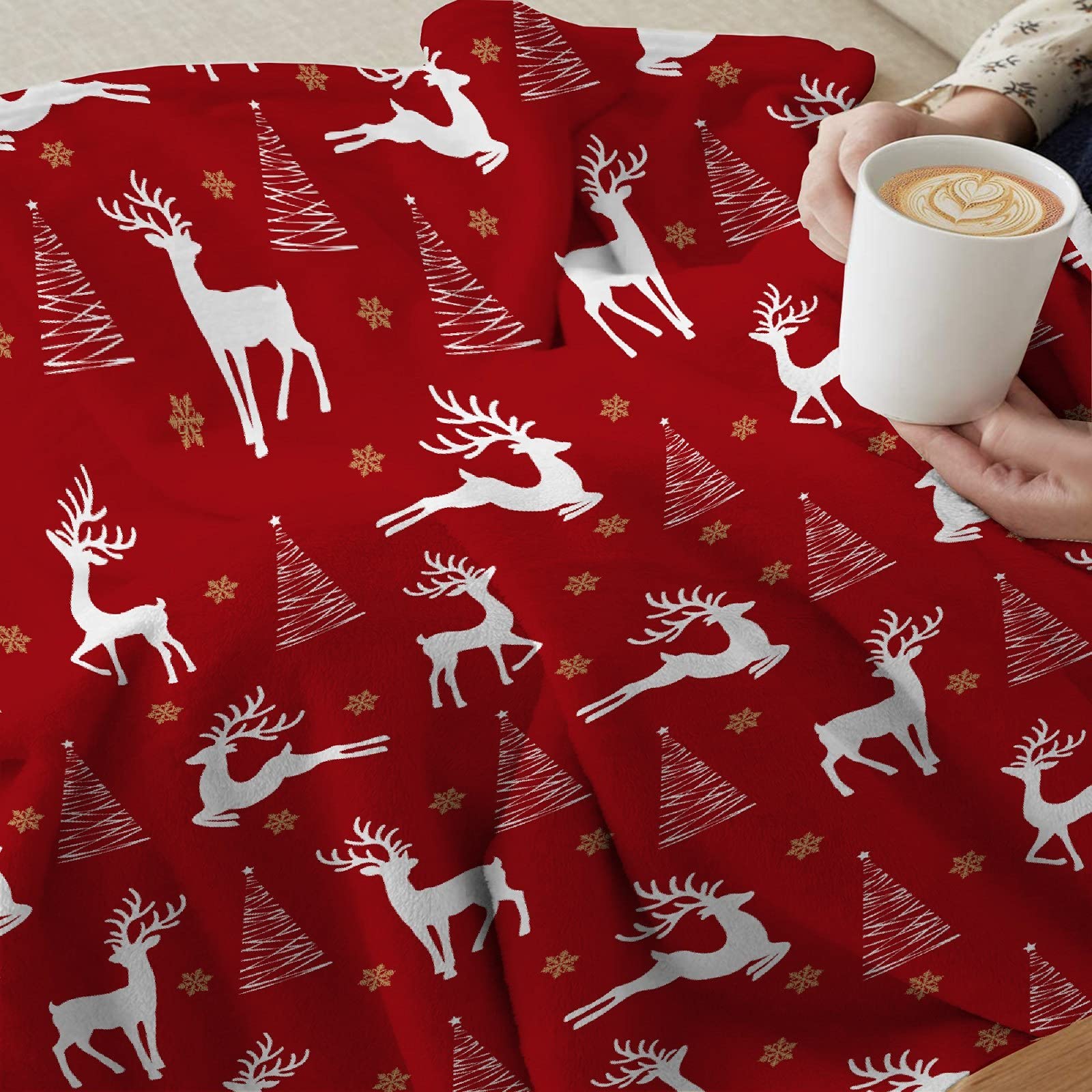 Soft Flannel Christmas Throw Blanket - Lightweight & Cozy Luxury Family Bed Blanket (120