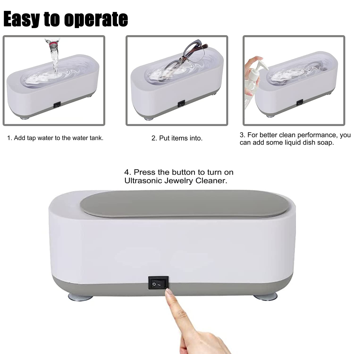 Portable Ultrasonic Jewelry Cleaner 250ML for Jewelry & Watches - Home & Travel Use