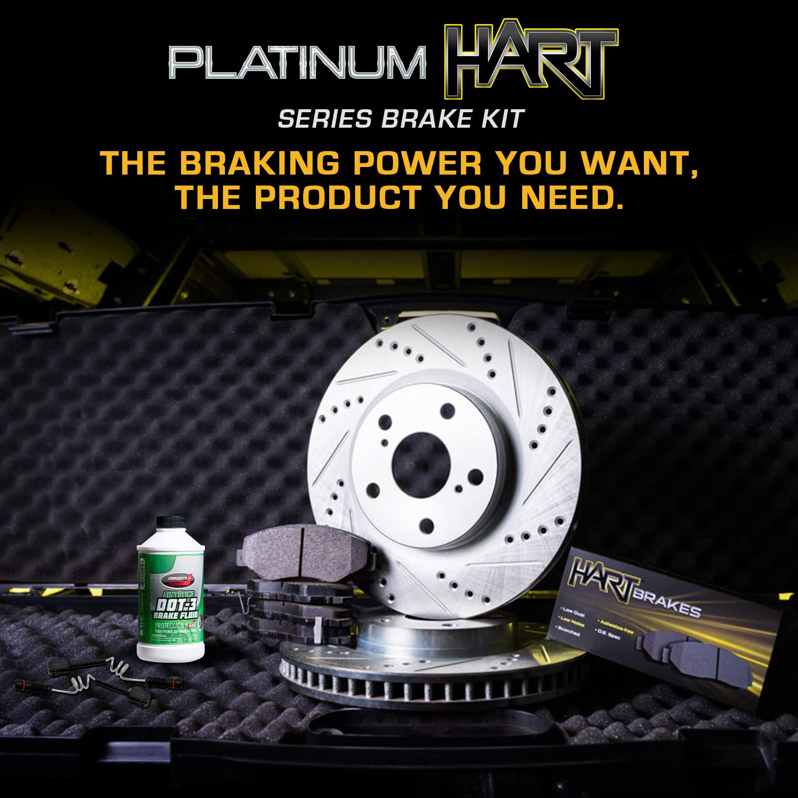 High-Performance Hart Front & Rear Brake Pads and Rotors Kit - Semi-Metallic Brake System with Sensor Wire (PHCC.40005.63) | Perfect for Sedans, SUVs & Trucks | Smooth Stopping Power for City Driving & Highway Safety