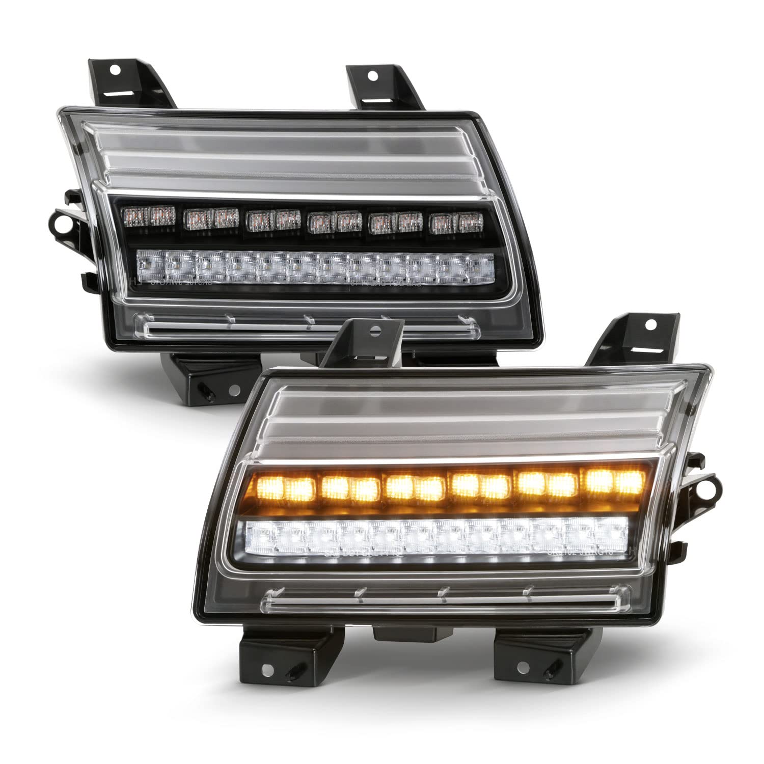 AKKON Full LED Sequential Turn Signal & Parking Lights for 2018-2023 Jeep Wrangler (JL) - Black Bumper Light Pair (Left+Right) | Halogen Replacement | Off-Road & Night Driving Enhancement