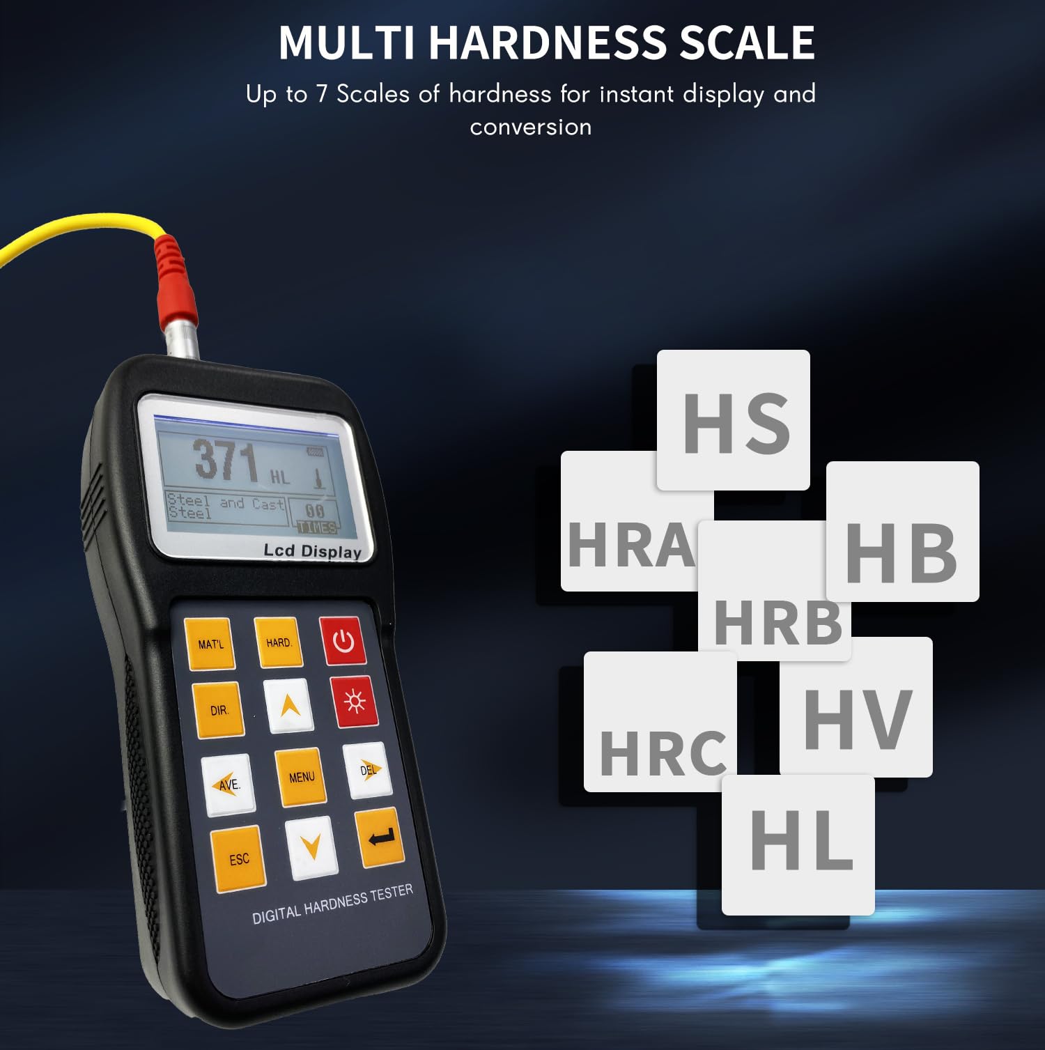 Portable Brinell Hardness Tester KH180 - Digital Conversion for All Hardness Scales (HL, HB, HRB, HRC, HRA, HV, HS) | Ideal for Metal Testing in Manufacturing, Construction & Quality Control