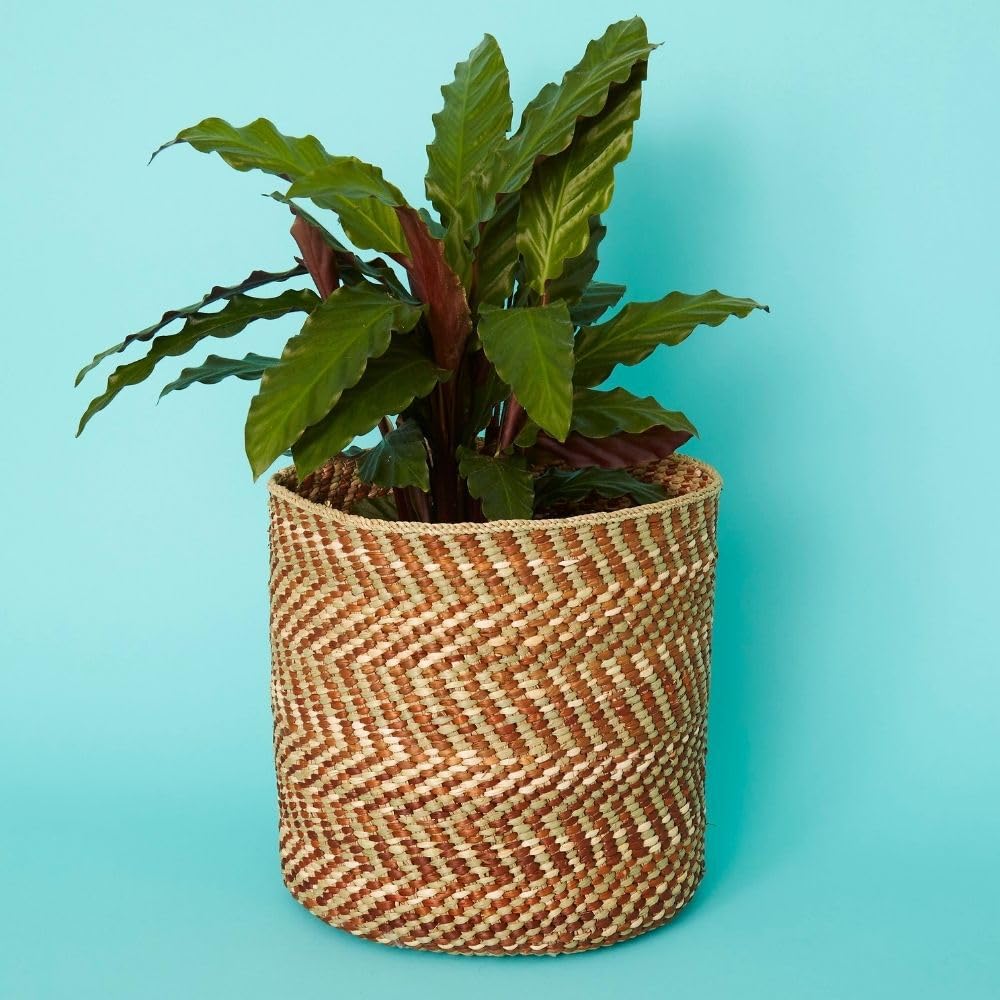 Brown Iringa Woven Storage Basket Set - Indoor Planter & Toy Organizer for Home Decor, Nursery, and Playroom Organization