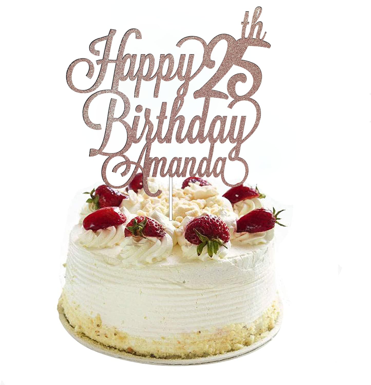 Custom Birthday Cake Topper - Personalized Glitter Name & Age Cake Decoration for 1st, 10th, 13th, 16th, 18th, 21st, 30th, 40th, 50th, 60th, 70th, 80th Birthday Parties (Rose Gold) - Perfect for Wedding, Baby Shower & Anniversary Celebrations