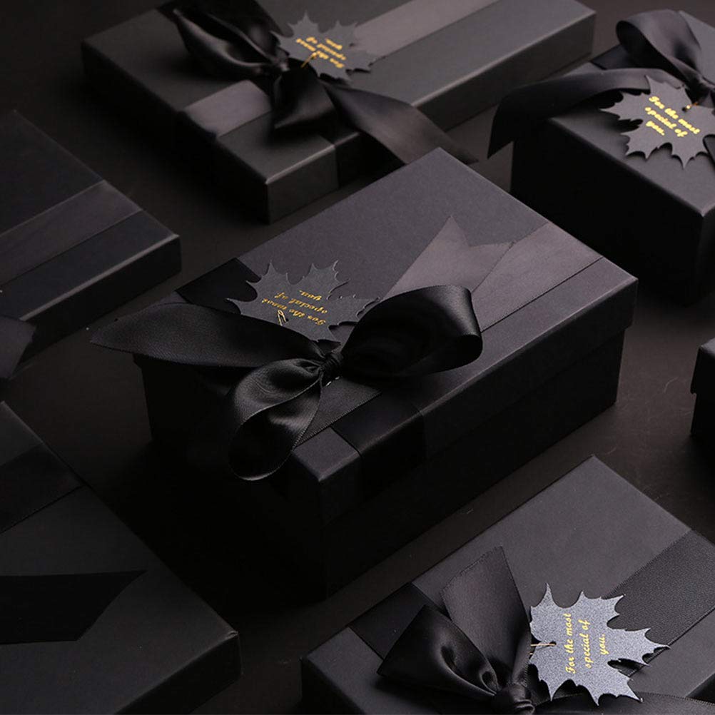 1pc Black Christmas Jewelry Gift Box - Rectangle Paper Packaging Case for Necklaces, Bracelets & Jewelry Trays - Holiday Festival Present Box for Christmas Gifts, Party Favors & Special Occasions