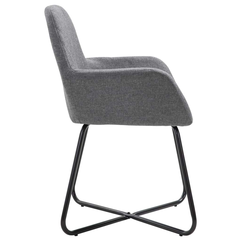 SKM Modern Dining Chairs Set of 2 - Dark Gray Fabric Upholstered Kitchen Chairs with Sturdy Metal Legs (Model 9808) - Perfect for Dining Room, Kitchen, Breakfast Nook & Small Space