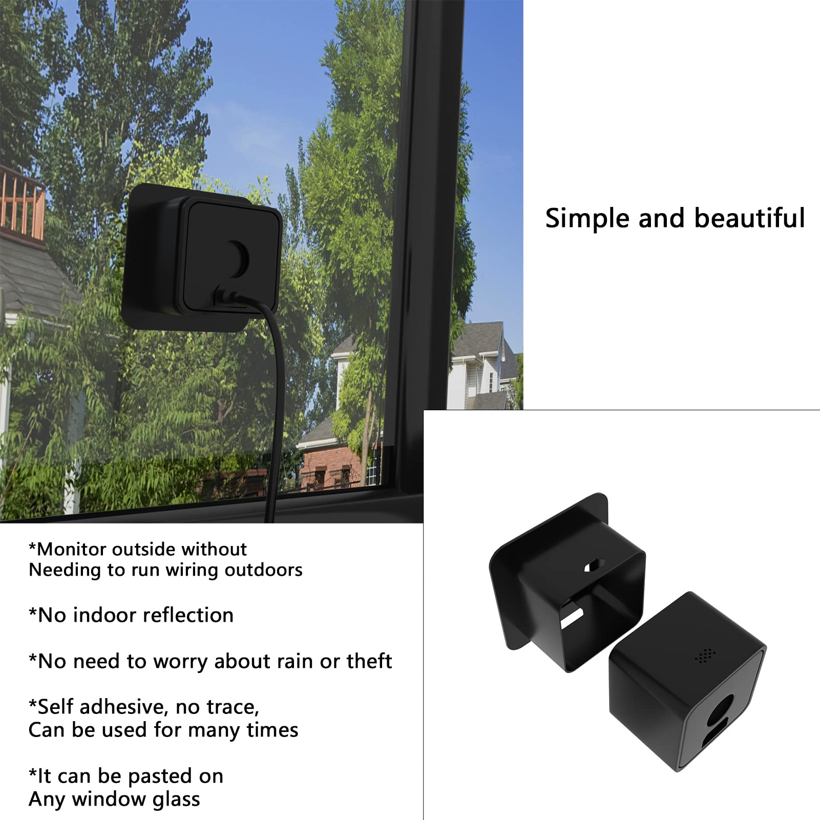 2 Pack Blink Mini Window Mount - No Wiring Needed for Outdoor Security Camera, Easy Through Window Installation (Black) - Perfect for Home, Office & Apartment Surveillance