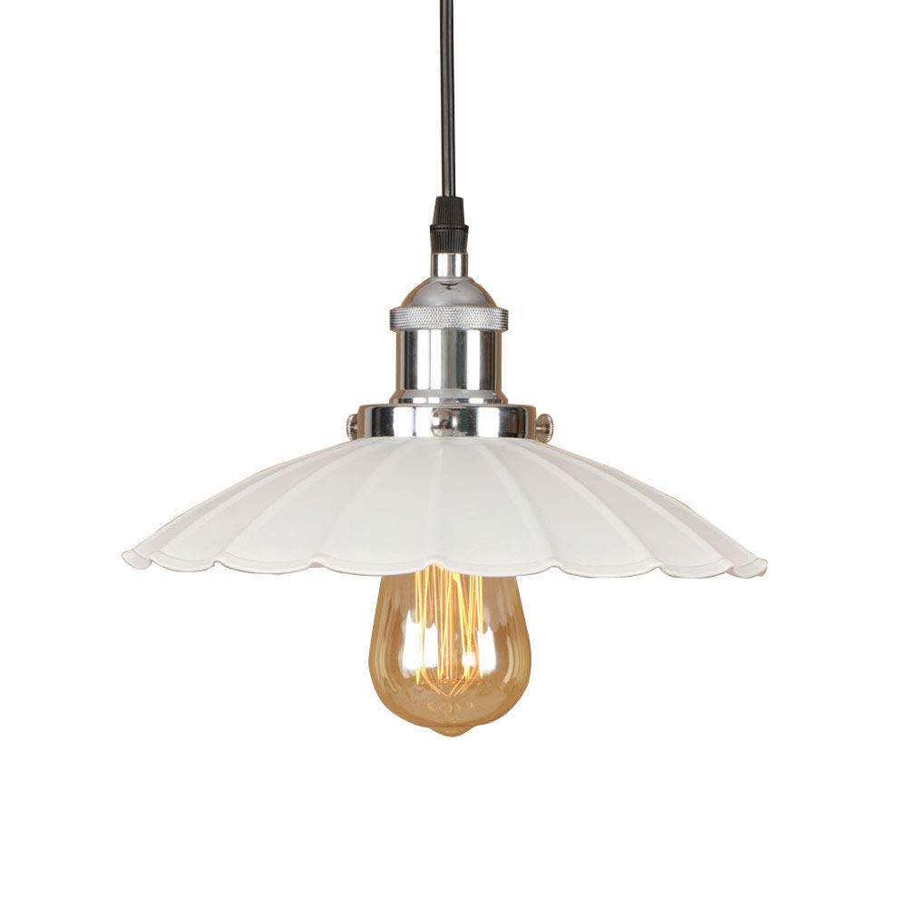 Vintage LED Chandelier - 25CM Modern Nordic Pendant Light with Retro Lampshade for Kitchen, Dining Room, Bedroom & Home Lighting | Perfect for Loft, Cafe and Vintage-Style Interior Decor