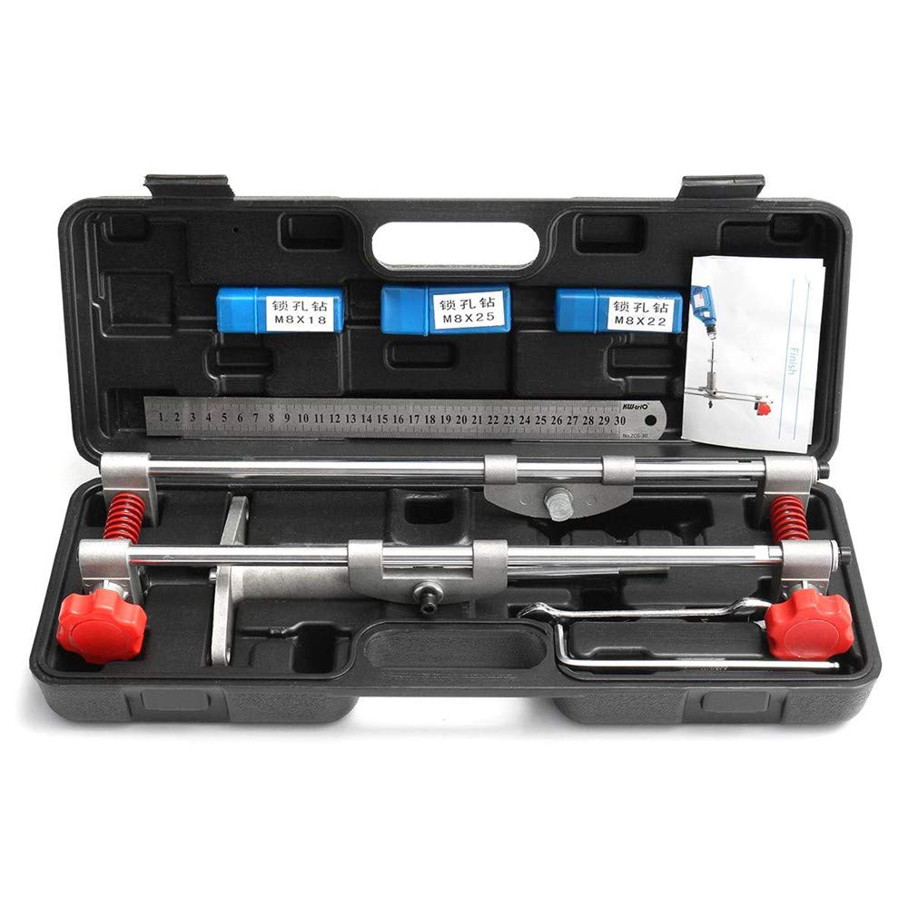 8-Piece Mortice Door Fitting Kit with 3 Tungsten Steel Cutters - Professional Mortising Jig Tool & Hole Saw Door Opener for Wooden Doors - Perfect for Home Improvement, DIY Projects & Door Installation