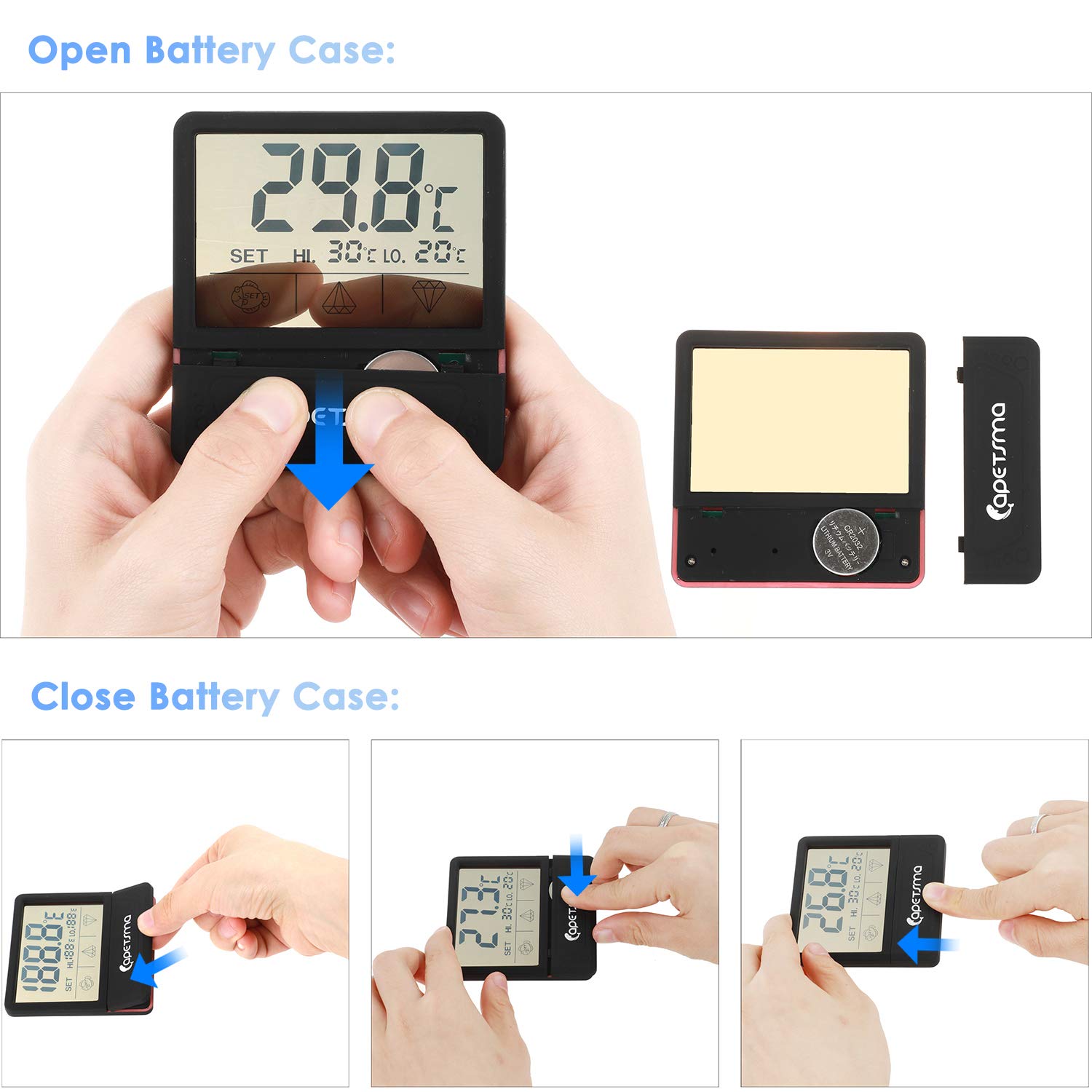Digital Aquarium Thermometer with LCD Display - Accurate Fish Tank Temperature Sensor for Reptiles & Terrariums