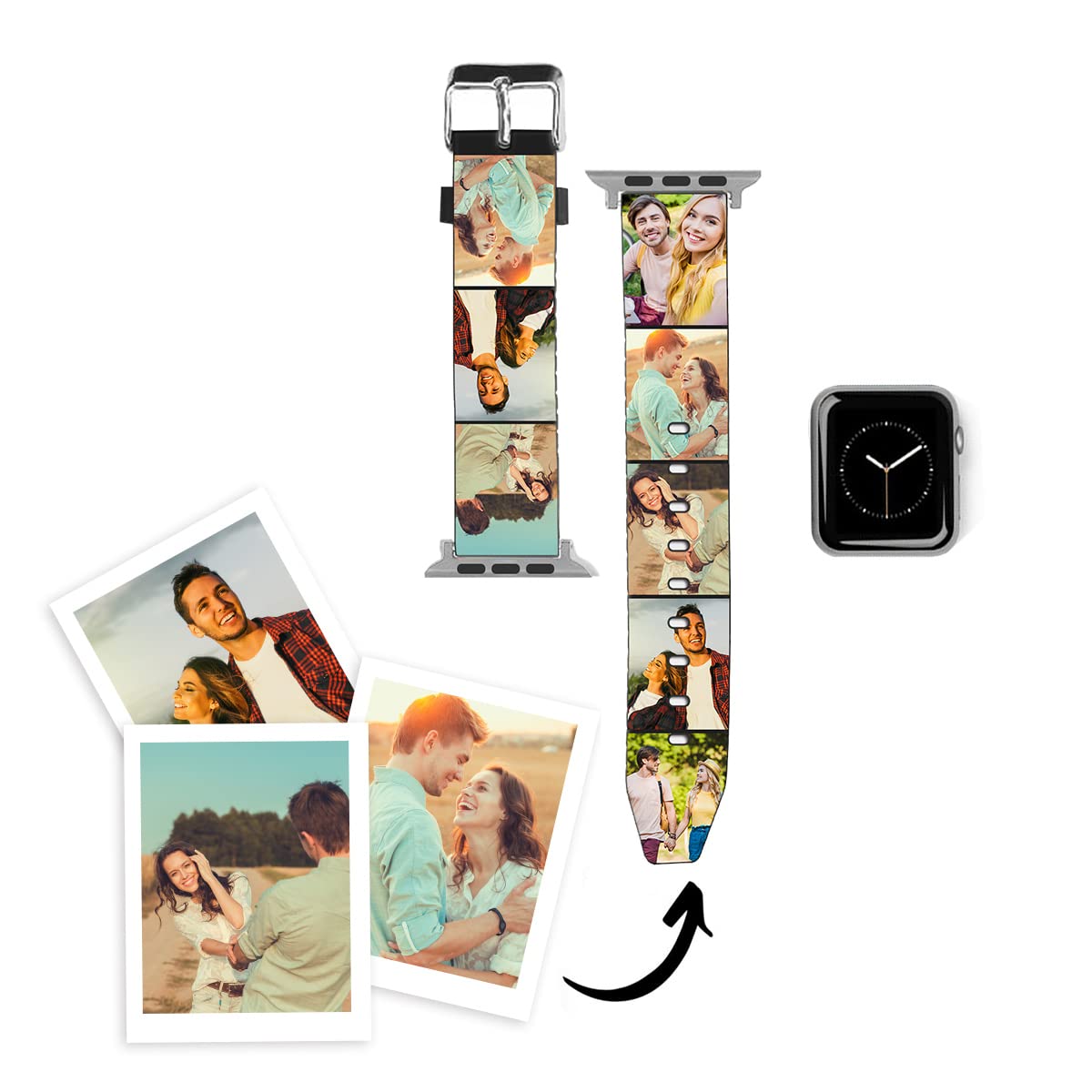 Custom Photo Smart Watch Band for Apple Watch Series 1-7 - Soft Silicone Replacement Strap for Men & Women - Perfect for Gifts & Daily Wear