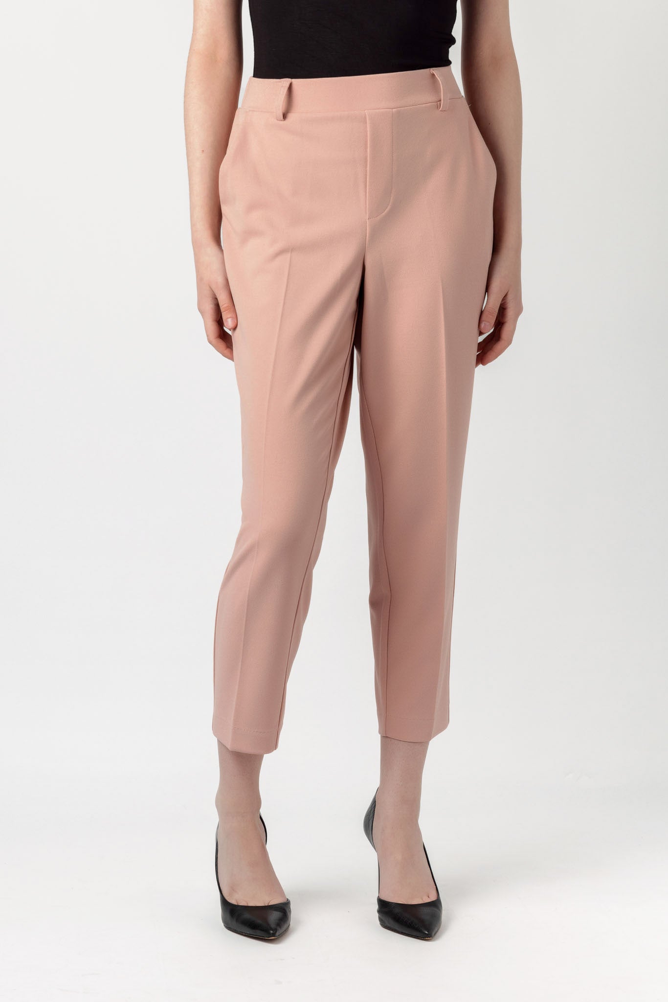 Stylish Knit Crepe Cropped Trousers for Women - Comfortable High Waist Wide Leg Pants for Office, Travel & Casual Wear