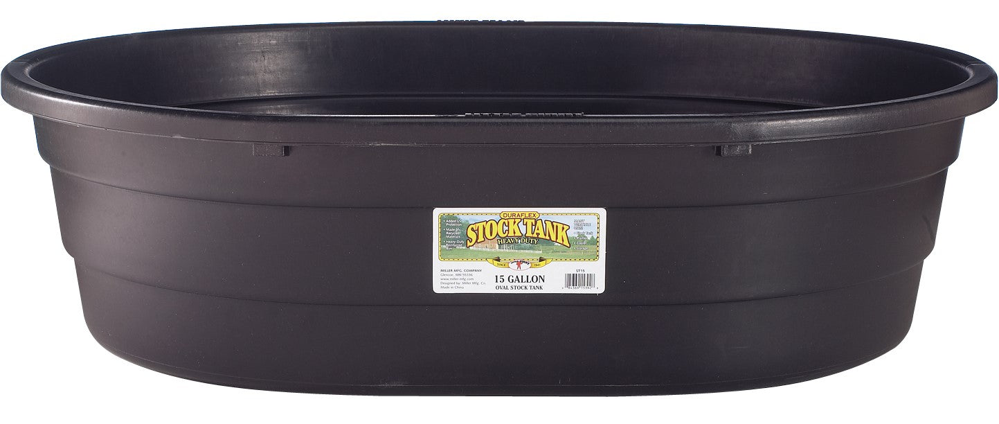 15 Gallon Oval Poly Stock Tank Trough for Horses, Cattle & Livestock - Durable Farm Water Container for Pastures, Barns & Outdoor Use