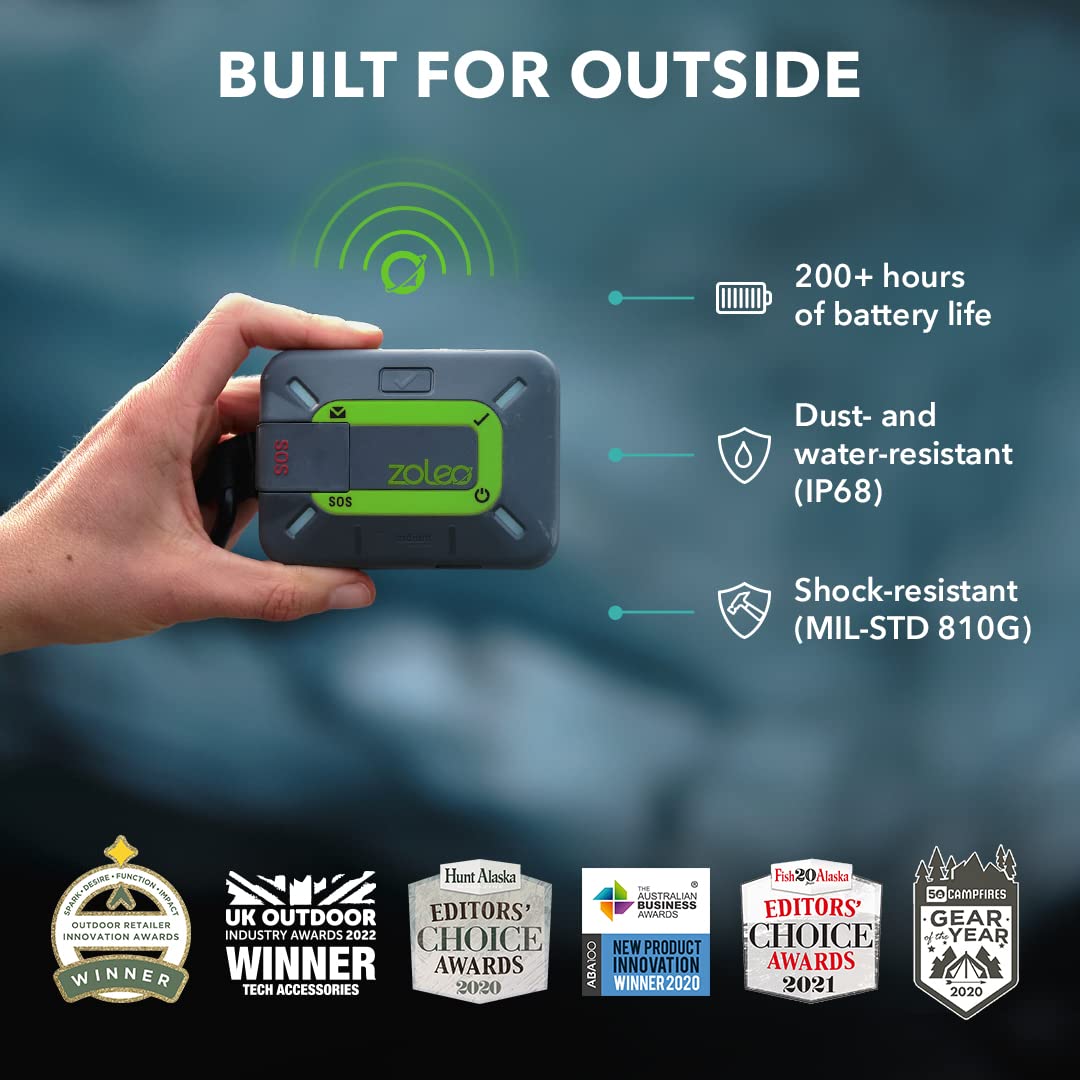 ZOLEO Satellite Communicator - Global Two-Way SMS Texting, Email & Emergency SOS with GPS Location Tracking - Works with Android & iOS Smartphones for Outdoor Adventures, Hiking, Camping & Remote Travel Safety