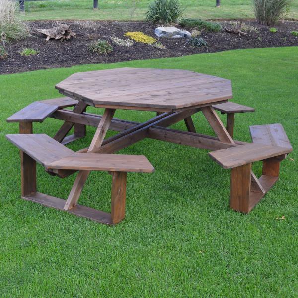 Premium Western Red Cedar Octagon Walk-In Dining Table - Outdoor Patio, Garden, and Backyard Furniture for Entertaining