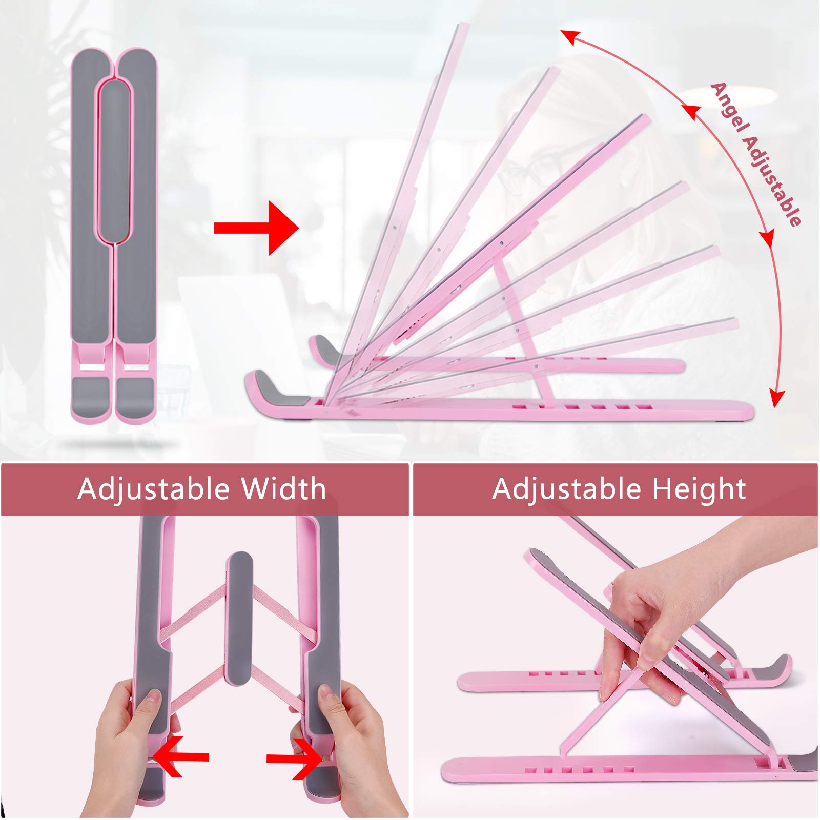 Adjustable Portable Laptop Stand for Desk - Ergonomic Notebook Riser Holder with Stable Mount, Perfect for Home Office, Gaming, and Travel Use