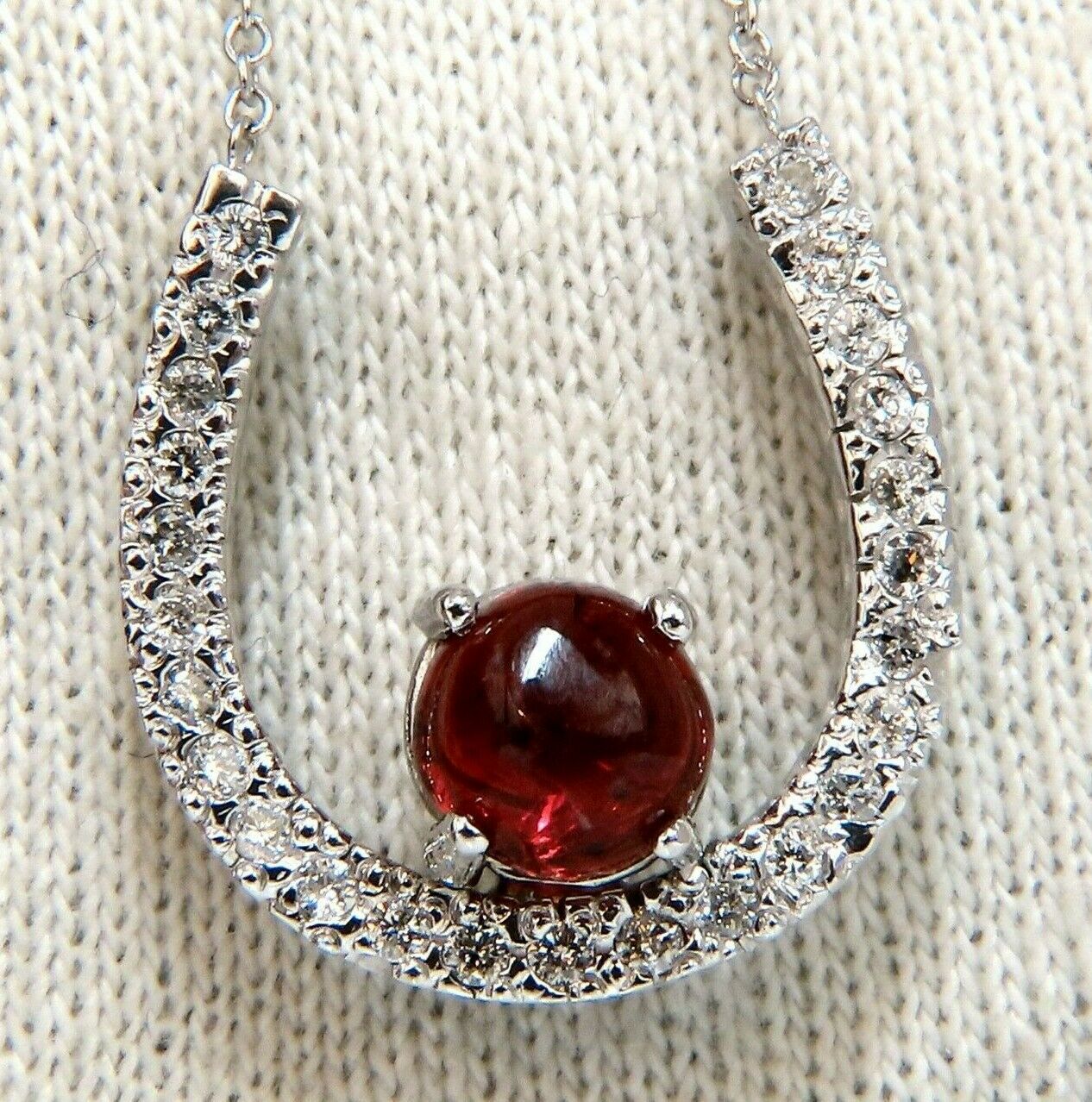 2.55ct Natural Spinel & Diamond Horseshoe Pendant Necklace in 14K Gold - Elegant Jewelry Gift for Women, Birthday, Anniversary & Special Occasions