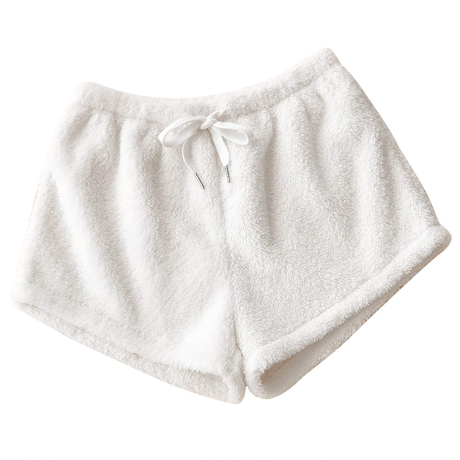 Posijego Women's Winter Faux Fur Velvet Shorts - High Waist Paperbag Gym Workout Athletic Shorts for Yoga, Running & Lounge Wear (2022 Collection)
