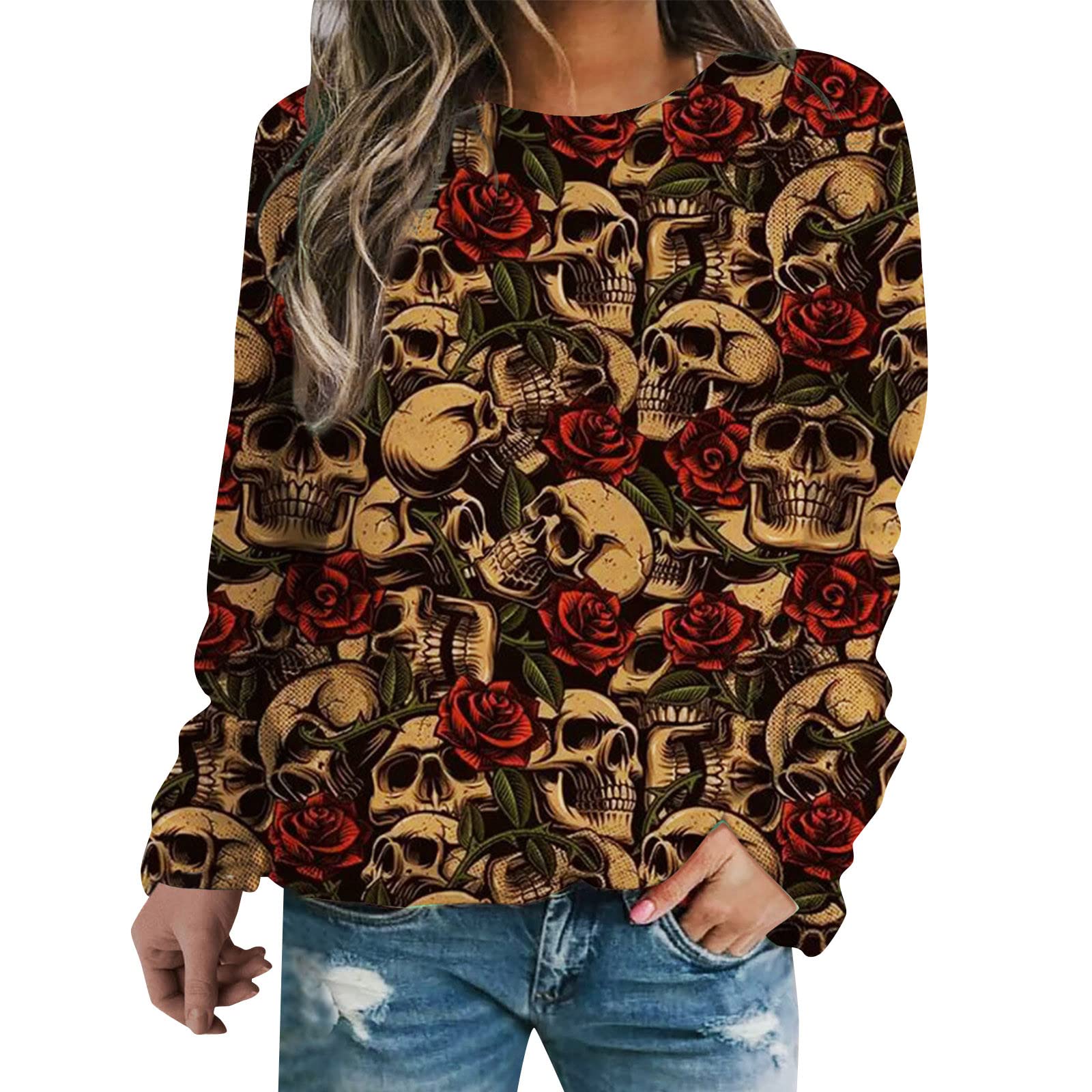 YUYUTANGFU Halloween Costumes for Women Plus Size - Casual Pullover Hooded Sweatshirt with Long Sleeves & Round Neck - Perfect for Halloween Parties, Cosplay Events and Autumn Fashion