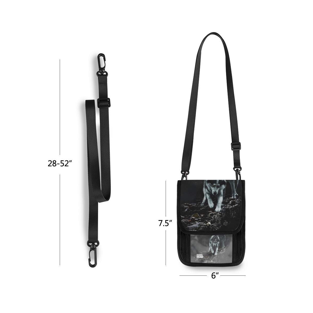 ALAZA Animal Print Wolf Moon Small Crossbody Wallet Purse RFID Blocking Phone Bag with Credit Card Slots & Passport Holder - Perfect for Travel, Shopping, and Everyday Use