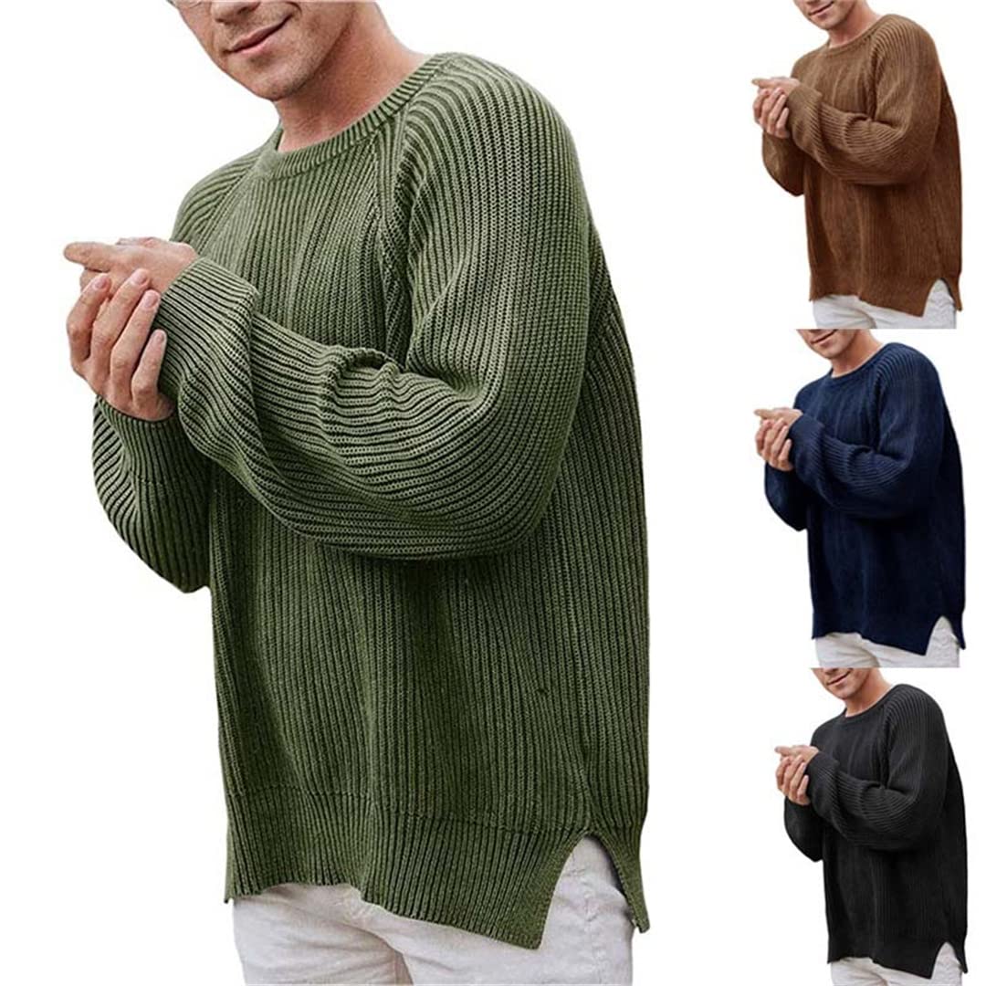 Men's Slim Knit Pullover Sweater - Winter Casual Wear for Outdoors