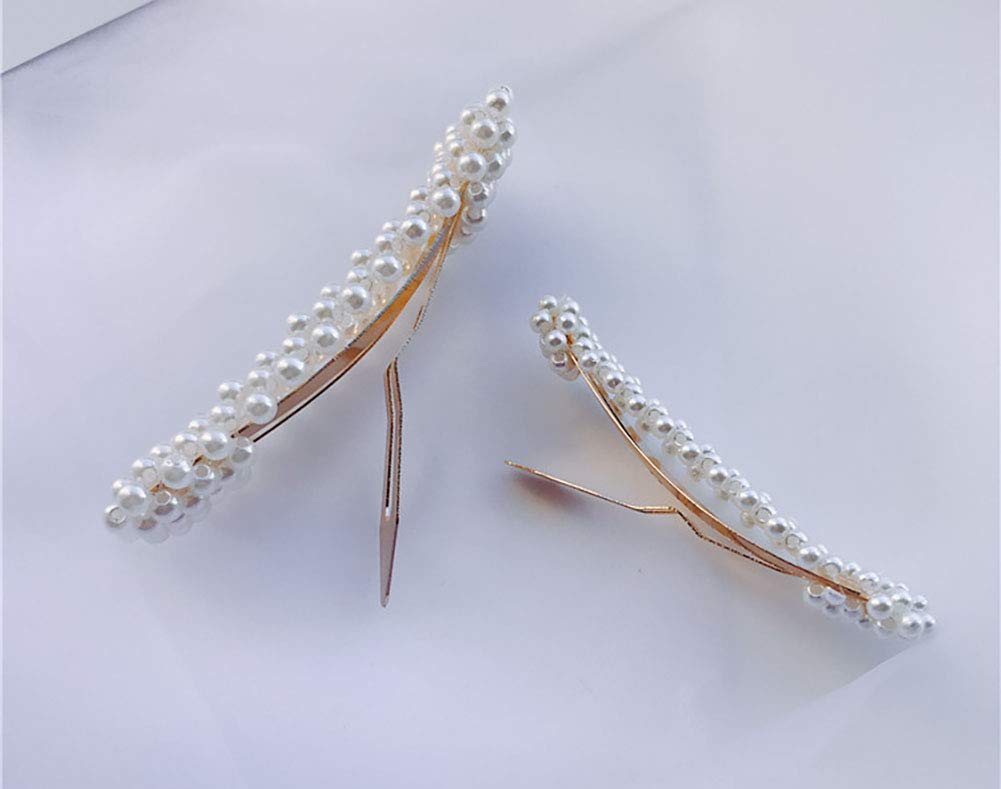 Fodattm 2PCS Sweet Imitation Pearl Hair Clips - Elegant Drop-shaped Gold Alloy Hairpins for Women | Perfect for Weddings, Parties & Everyday Hair Accessories