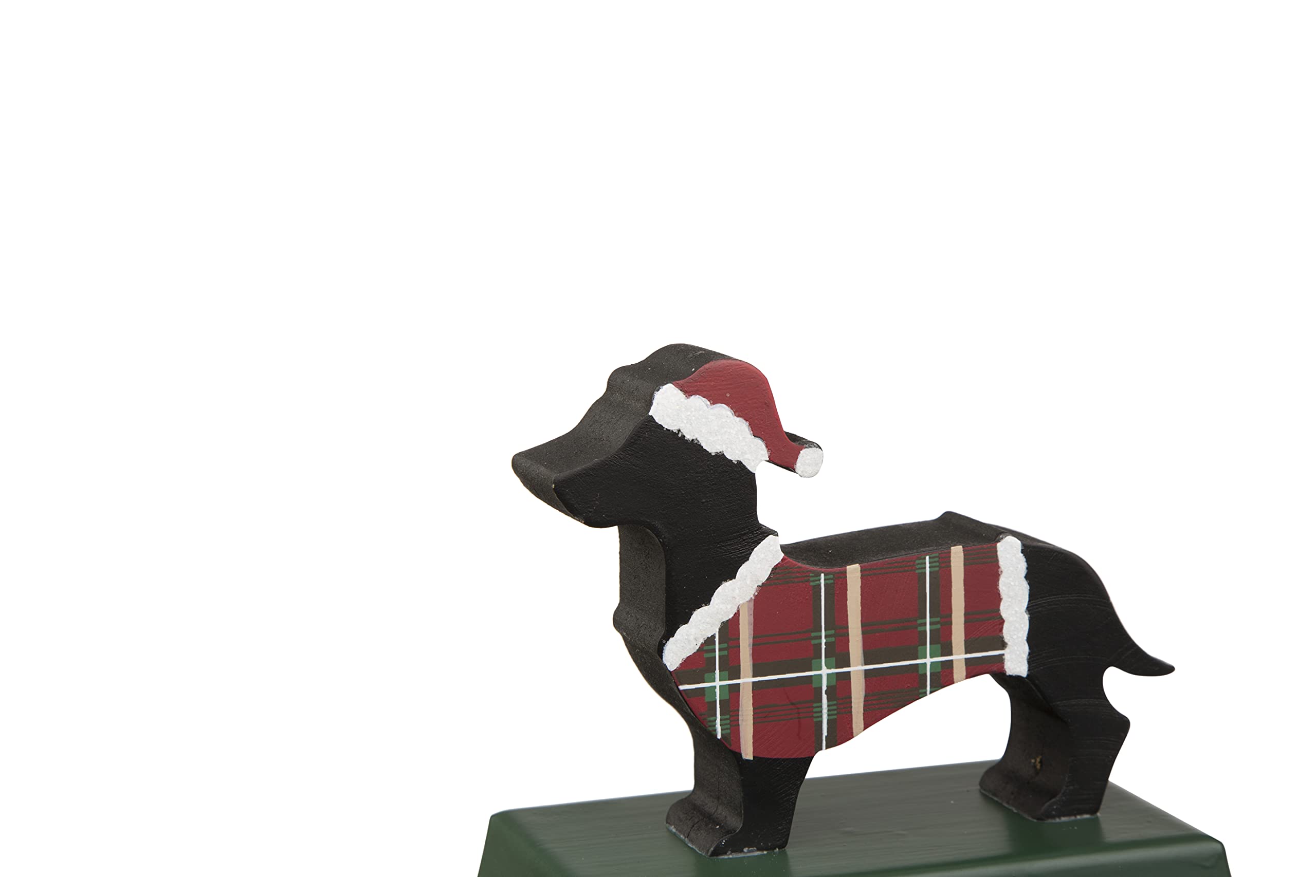 Glitzhome 2-Piece Wooden Dachshund Head Stocking Holders - 5.92 Inch Christmas Hanging Hooks for Fireplace Mantel Decor, Holiday Stocking Display & Festive Indoor Decoration