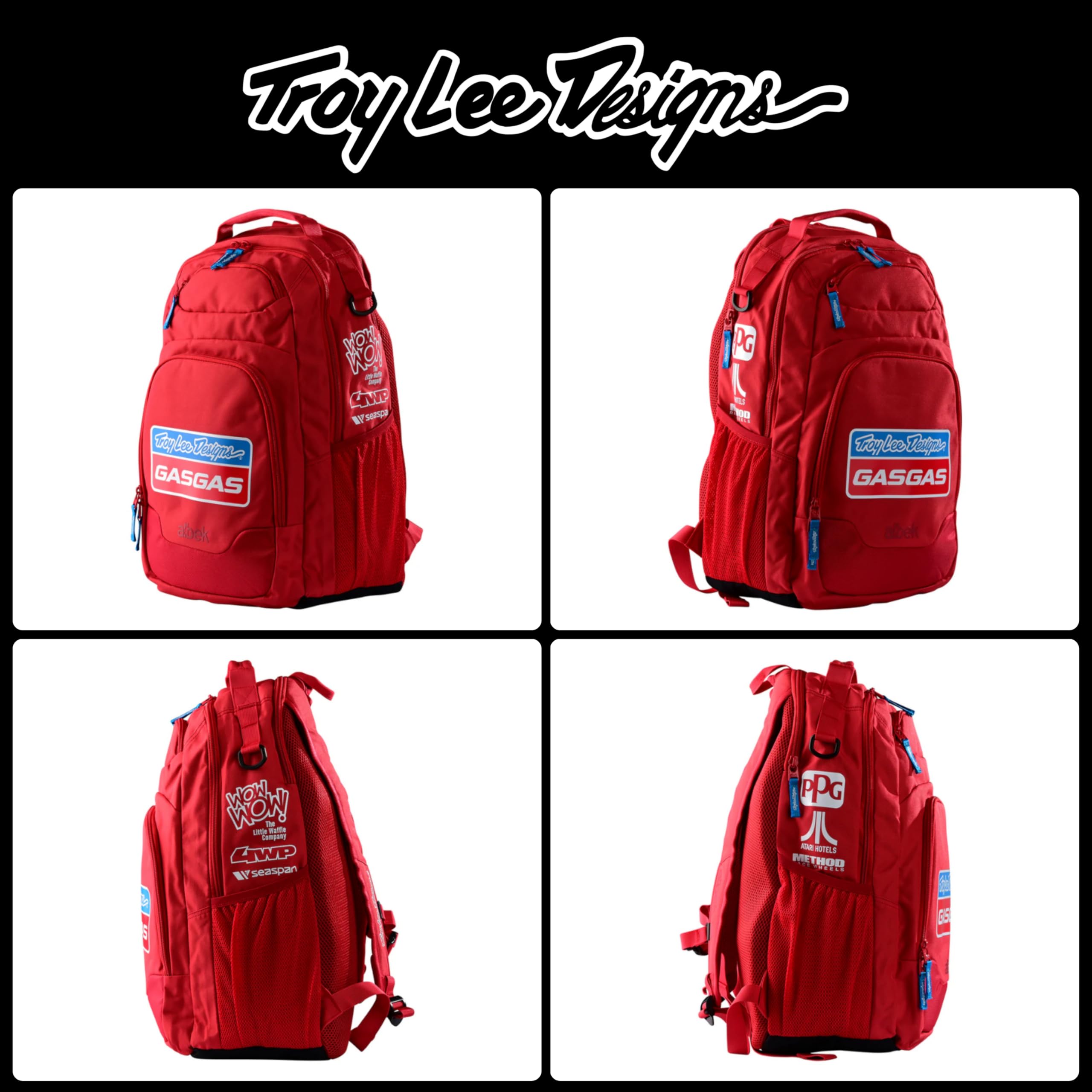Troy Lee Designs GasGas Team Red Whitebridge Backpack - Durable Laptop Backpack with Adjustable Straps & Ample Storage Space (Model 618318000) - Perfect for School, Work, Travel & Outdoor Adventures