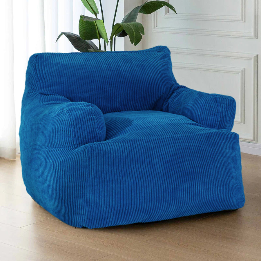 MAXYOYO Giant Bean Bag Chair with Armrests - Oversized Stuffed Bean Bag Couch for Living Room, Bedroom & Game Room - Soft Blue Lounge Chair for Teens & Adults - Perfect for Relaxing, Reading & Movie Nights
