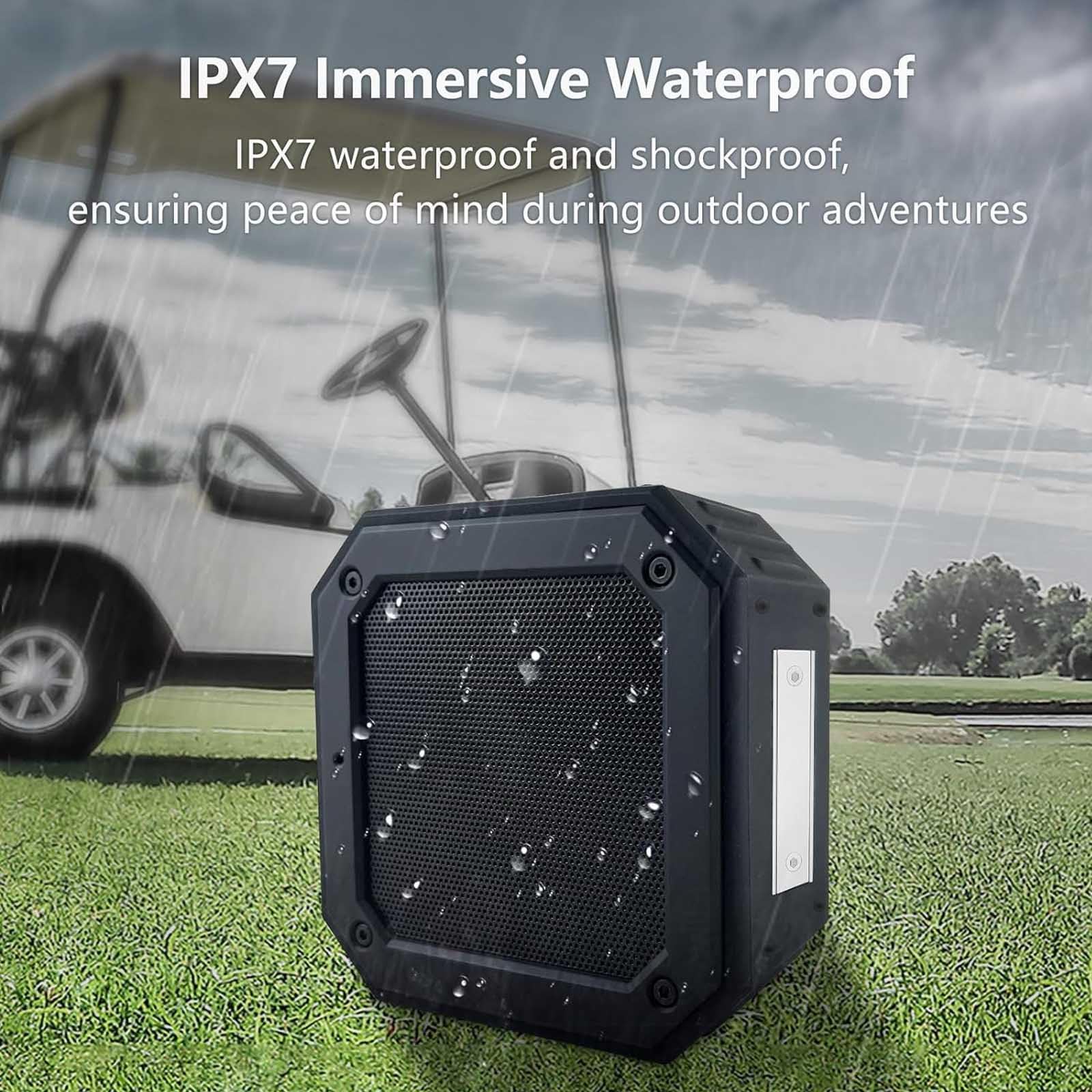 Portable Bluetooth Speaker with Magnetic Base - 15W Loud Sound & Deep Bass, IPX7 Waterproof Wireless Speaker for Golf, Outdoor, Travel | Perfect Golf Cart Accessory & Gift for Men (Sports, Beach, Camping, Parties)