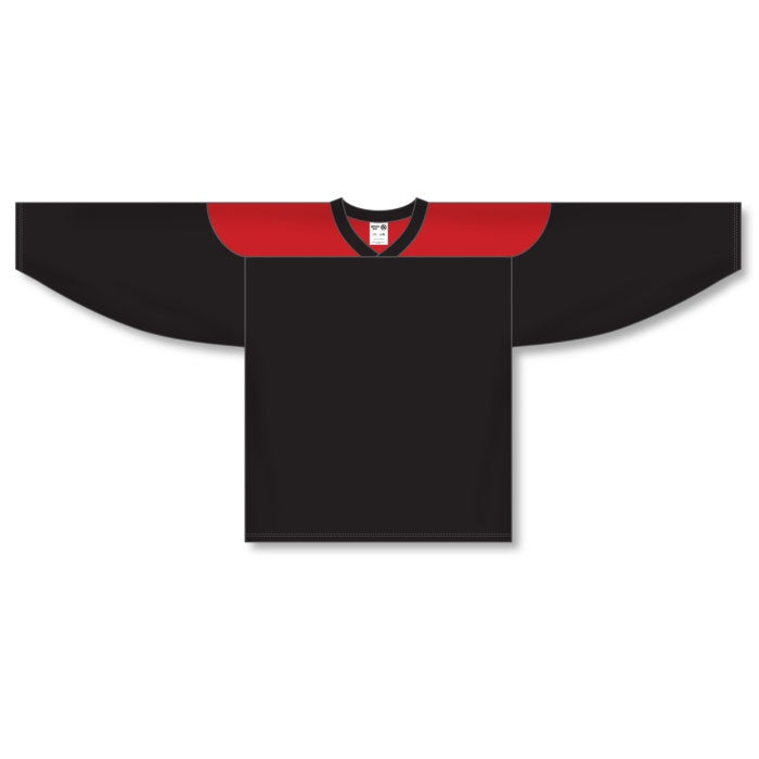 Custom Black/Red 6100 Athletic Knit Jersey - Breathable Sports Shirt for Basketball, Football & Team Uniforms - Perfect for Games, Training & Fan Apparel