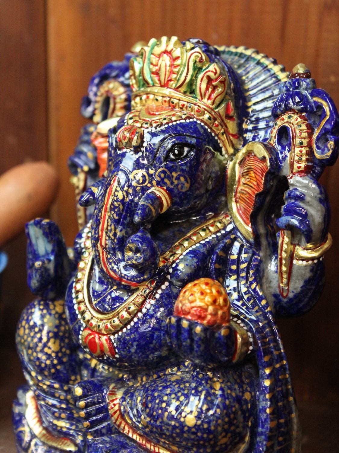 Premium Lapis Lazuli Ganesh Statue - Handcrafted Hindu God Idol for Home Altar, Meditation & Spiritual Decor | Perfect for Yoga Studios, Office Desk & Gift Giving
