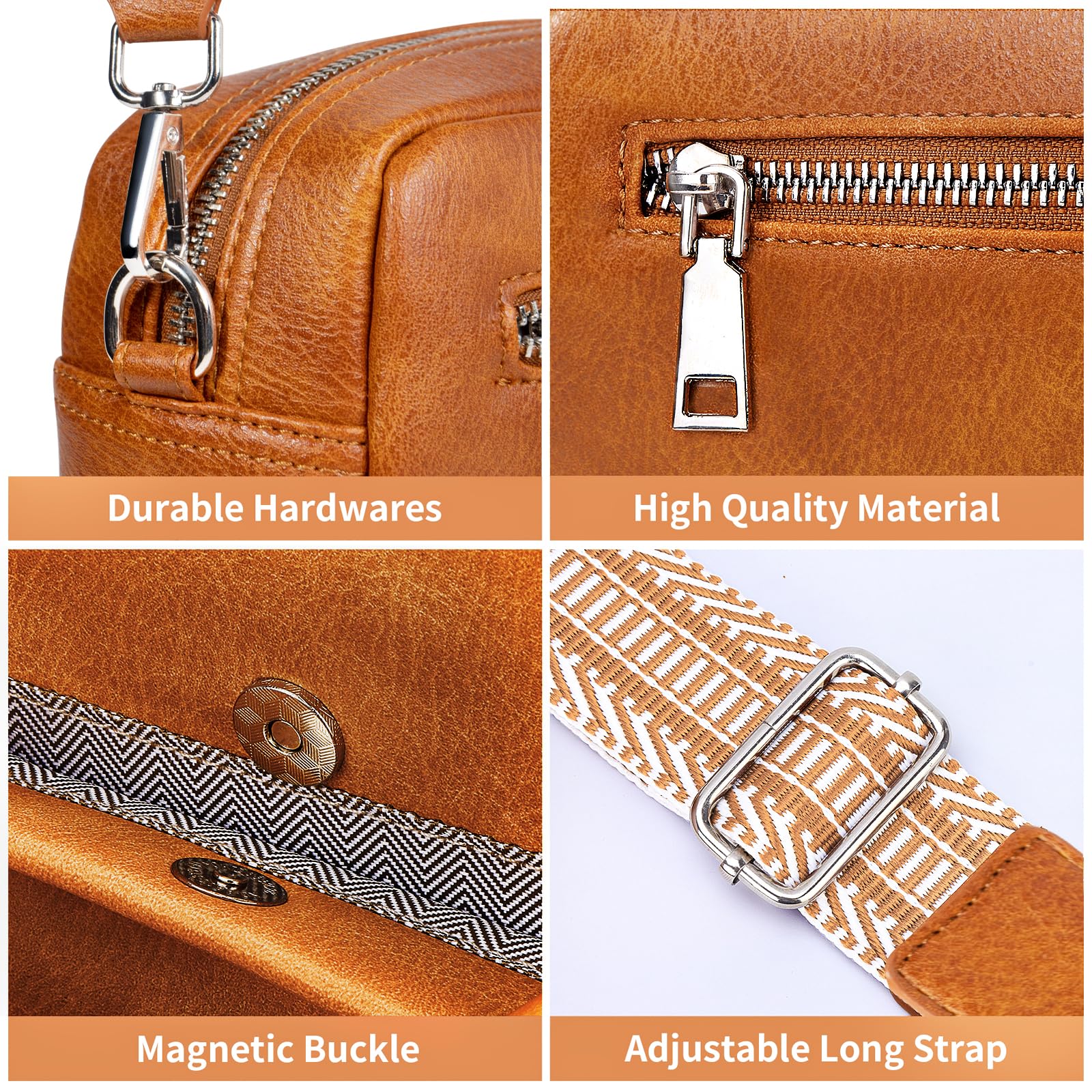 Stylish Small Crossbody Bag with Adjustable Wide Guitar Strap - Camera Purse Shoulder Handbag Satchel for Women - Perfect for Travel, Concerts & Everyday Use