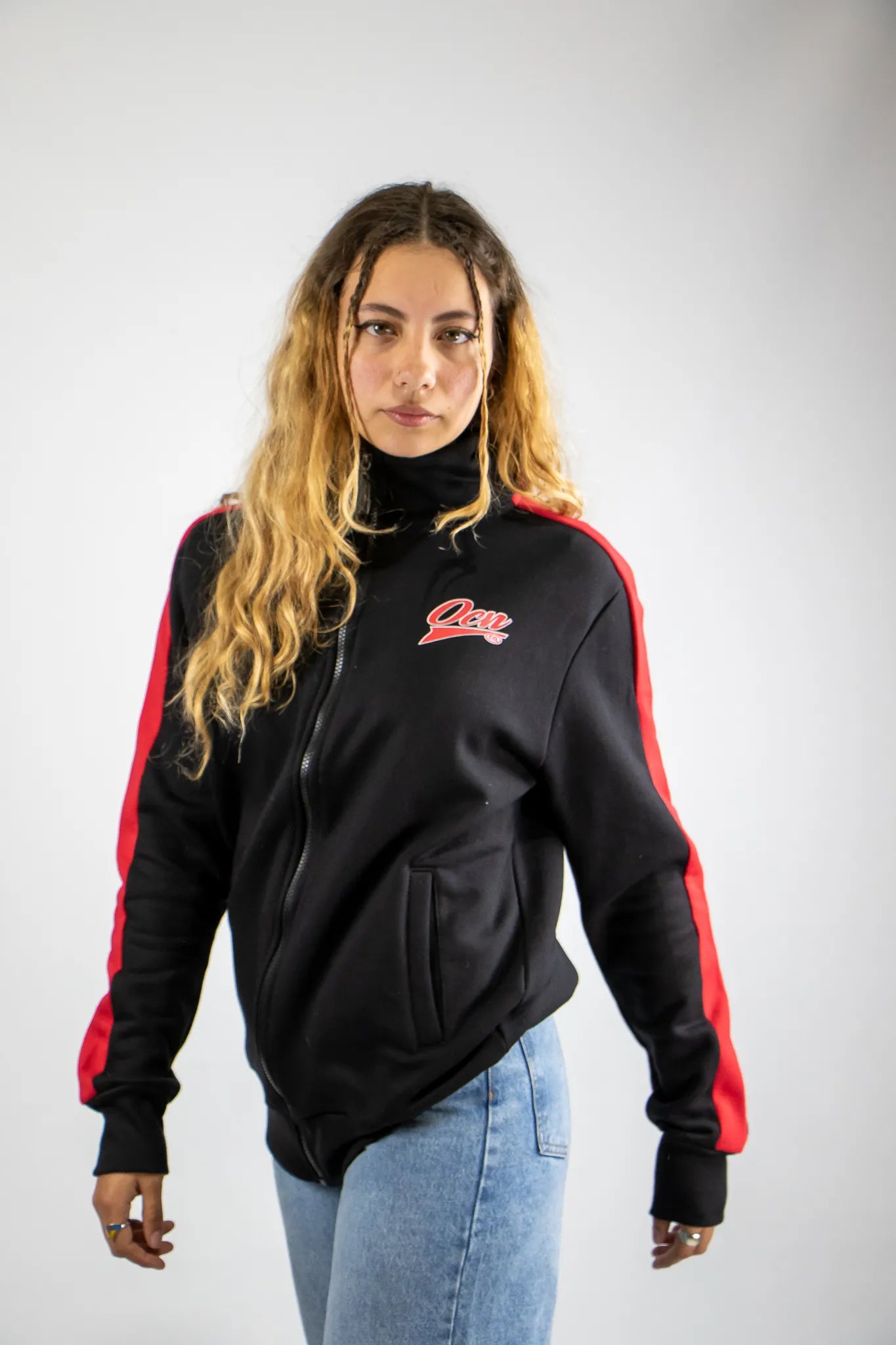 Unisex OCN H Blend Black Red Jacket - Lightweight Waterproof Windbreaker for Outdoor Hiking, Camping & Travel