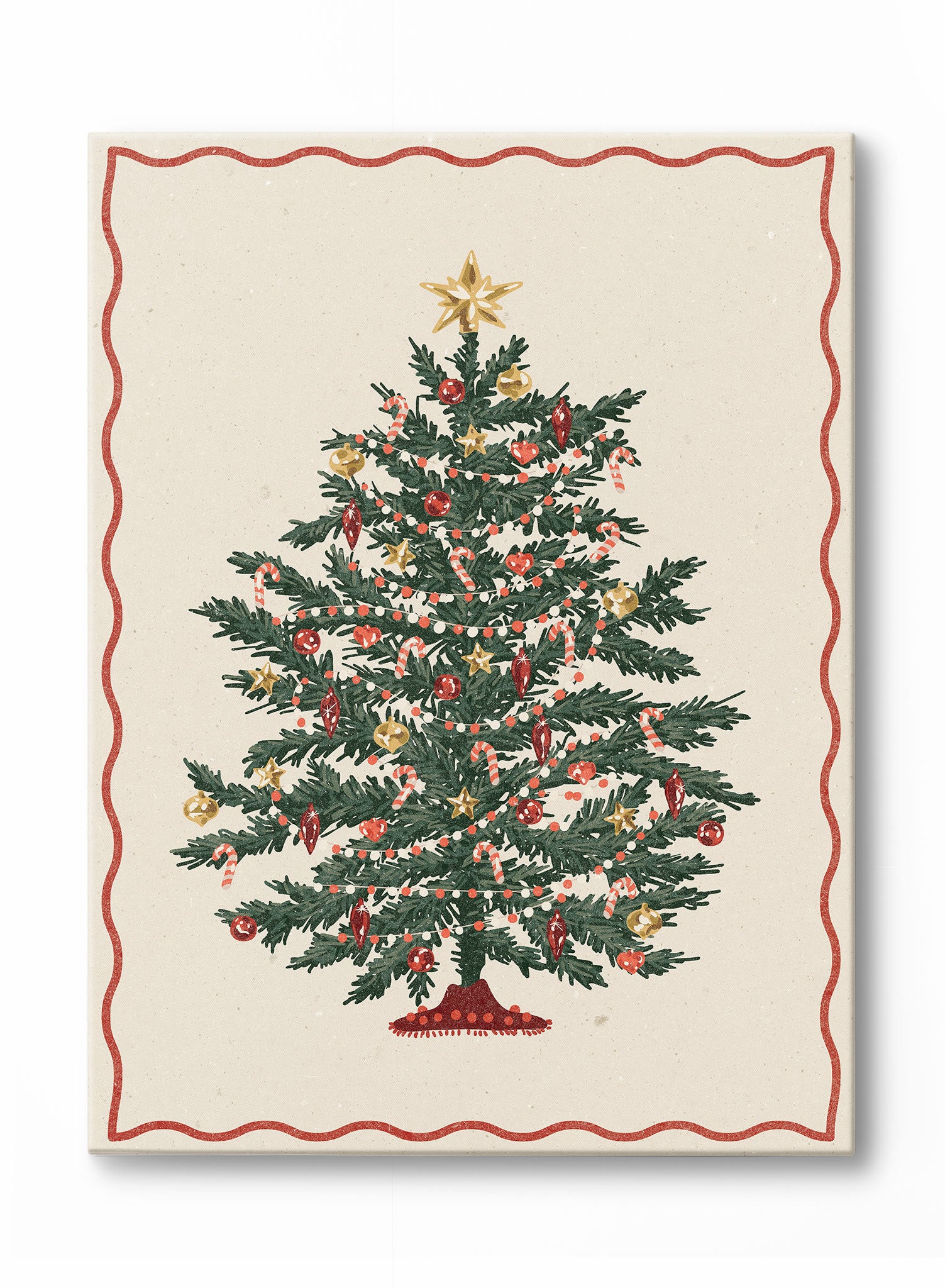 Happy Holiday Tree Canvas Wall Art - Christmas Decor for Home, Office & Gifts - Perfect for Living Room, Bedroom & Holiday Party Decorations