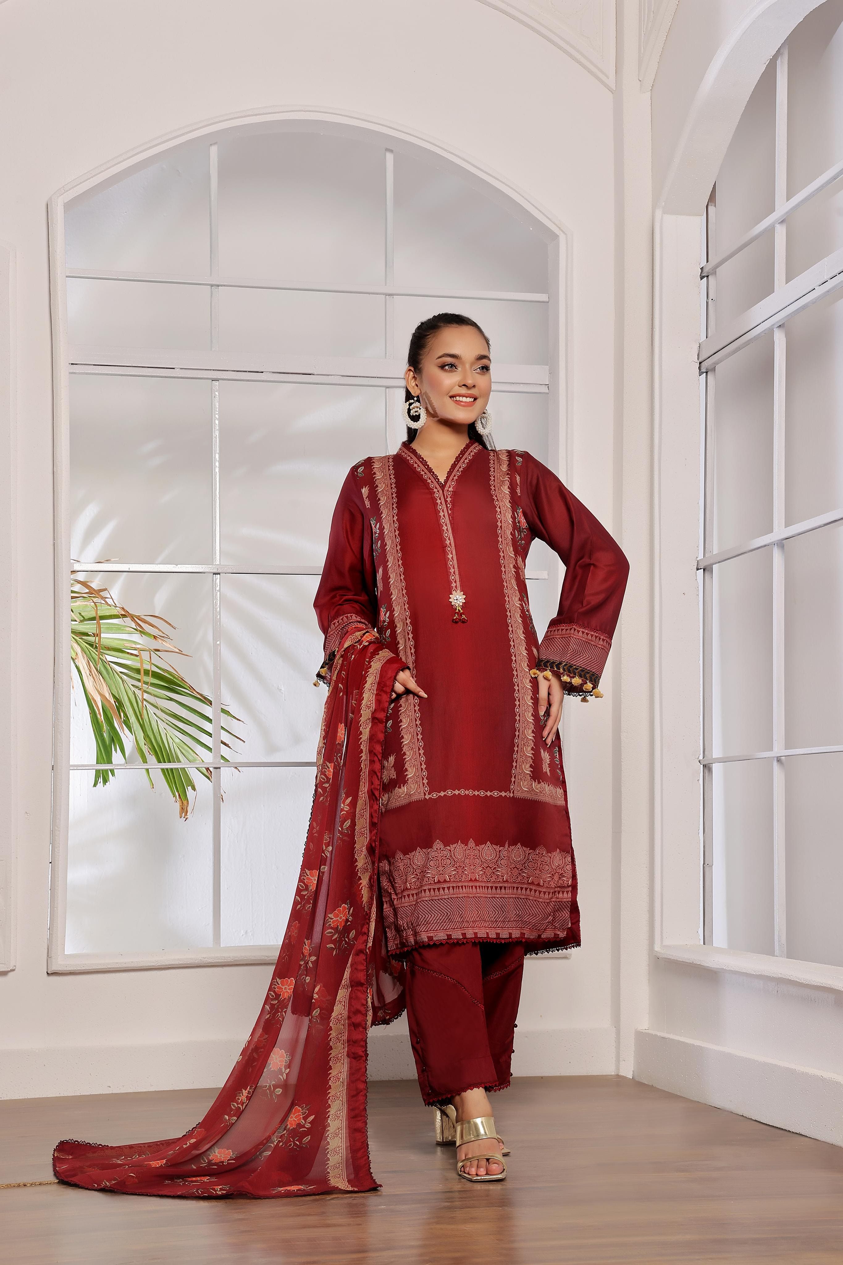 Sana Safinaz Mahay Stitched Embroidered Formal Dress for Women - Elegant Party Wear, Wedding Guest Outfit, Office Attire & Special Occasions