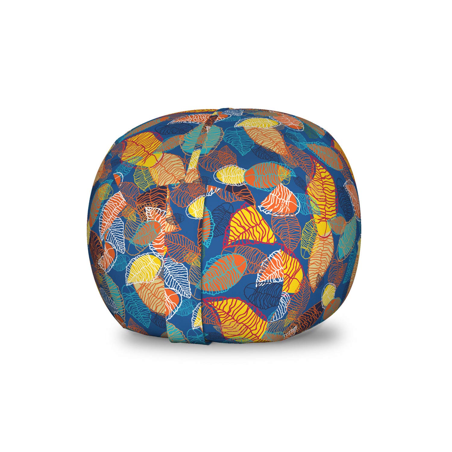 Ambesonne Autumn Leaves Toy Storage Bag Chair - Colorful Fall Foliage Design, Washable Stuffed Animal Organizer for Kids Room, Multicolor Storage Solution | Perfect for Playroom Organization, Seasonal Decor & Kids Bedroom Storage