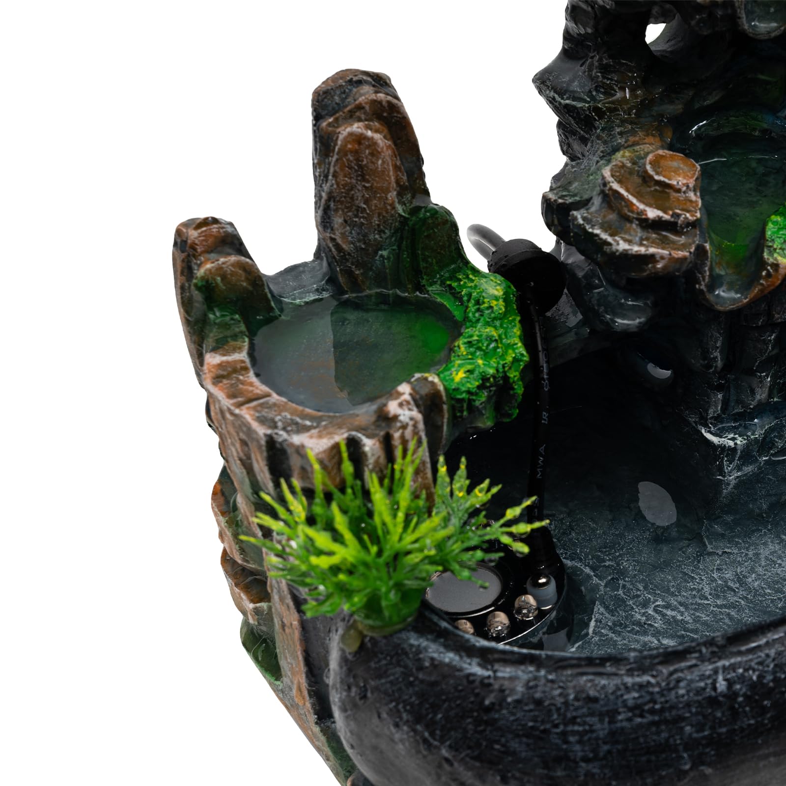 110V Desktop Rockery Water Fountain with LED Light - Indoor Zen Waterfall Feature for Home & Office Decor, Relaxing Tabletop Water Feature with Atomization Effect - Perfect for Living Room, Bedroom, Workspace, Yoga Studio & Meditation Space