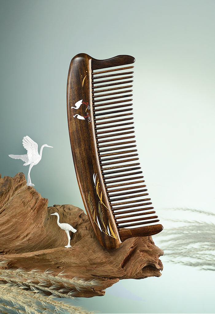 Premium Green Reed Hair Comb with Inlaid Teeth - Natural Styling & Detangling for Smooth, Shiny Hair - Perfect for Daily Use, Travel & Salon Styling