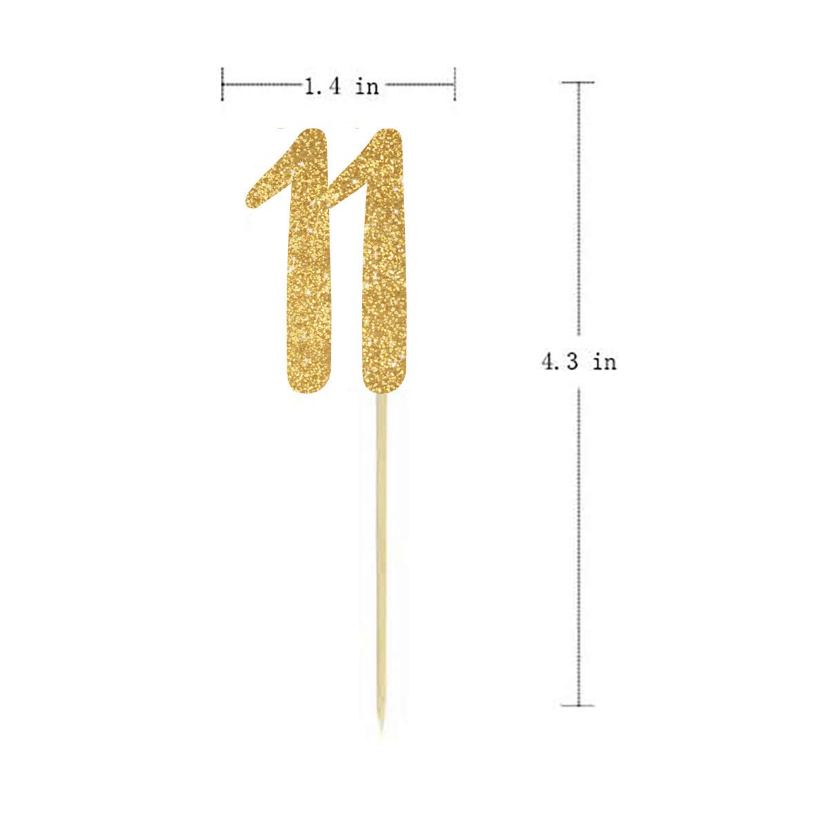24-Pack Gold Happy 11th Birthday Cupcake Toppers with Glitter Numbers - Elegant Party Decorations for Kids' Birthday Celebrations, Cakes & Desserts